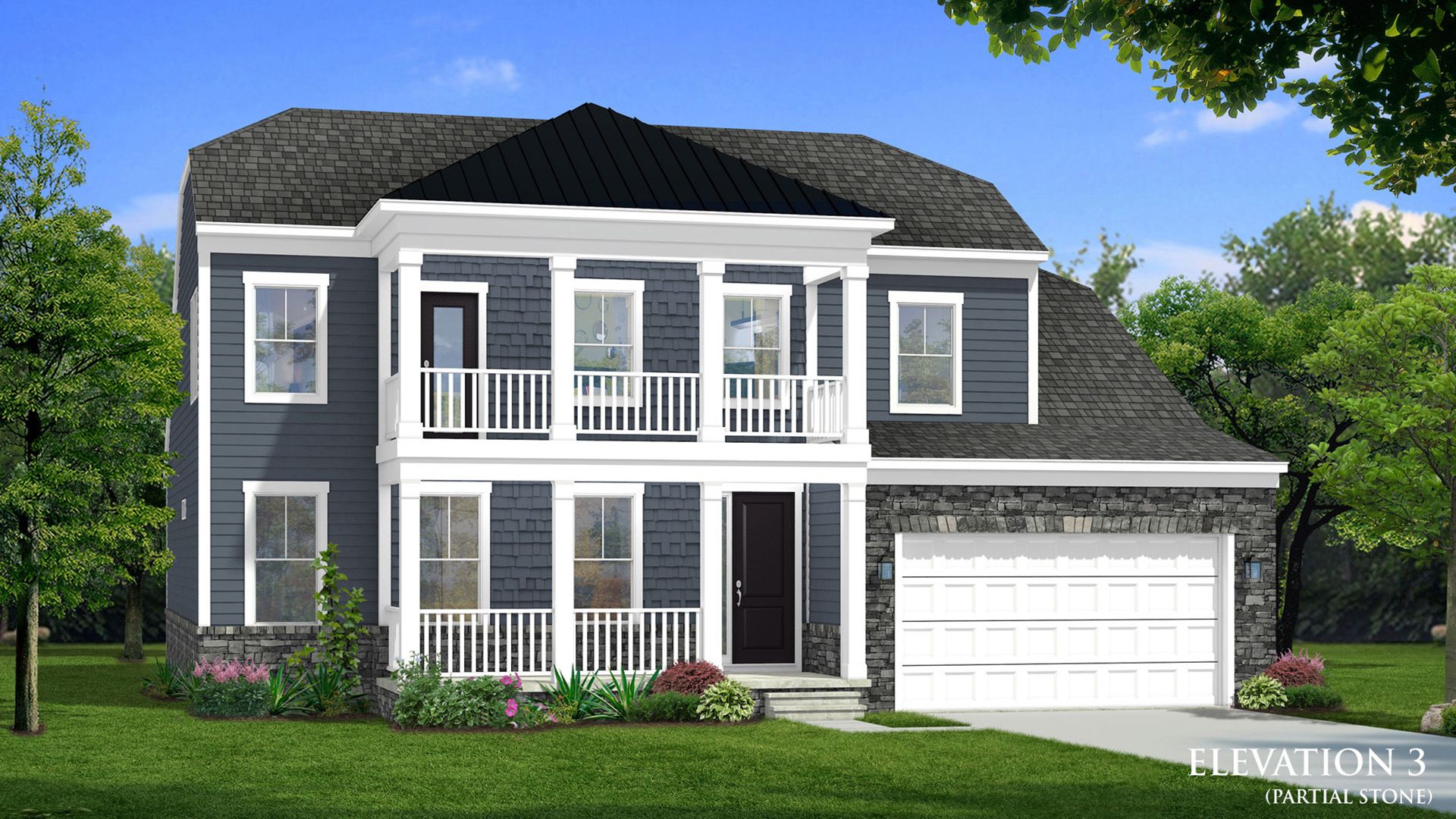 Barbados Elevation 3 with Partial Stone at South Lake in Bowie, MD