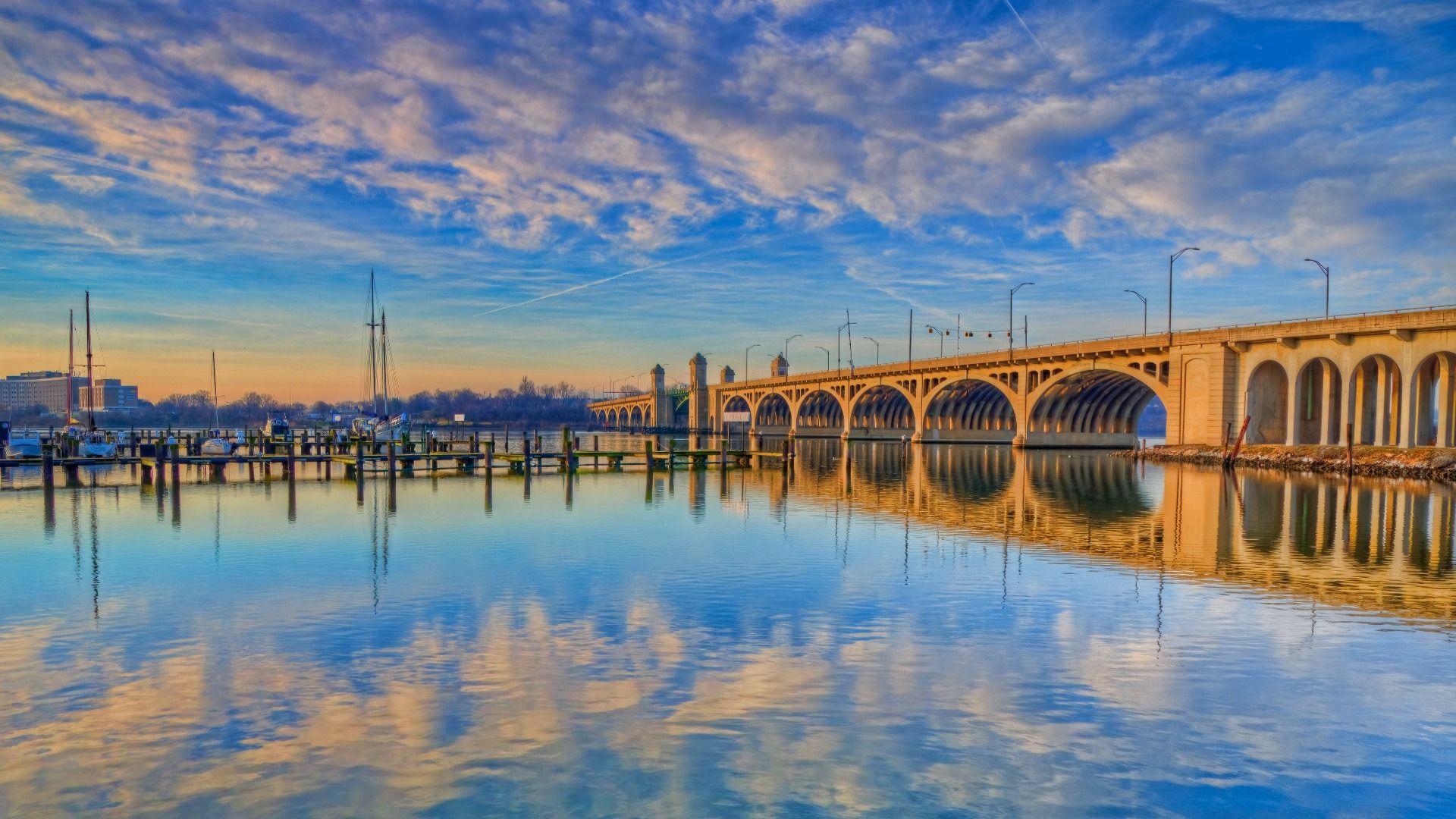 Waterfront view of Port Covington Patapsco River in Baltimore City