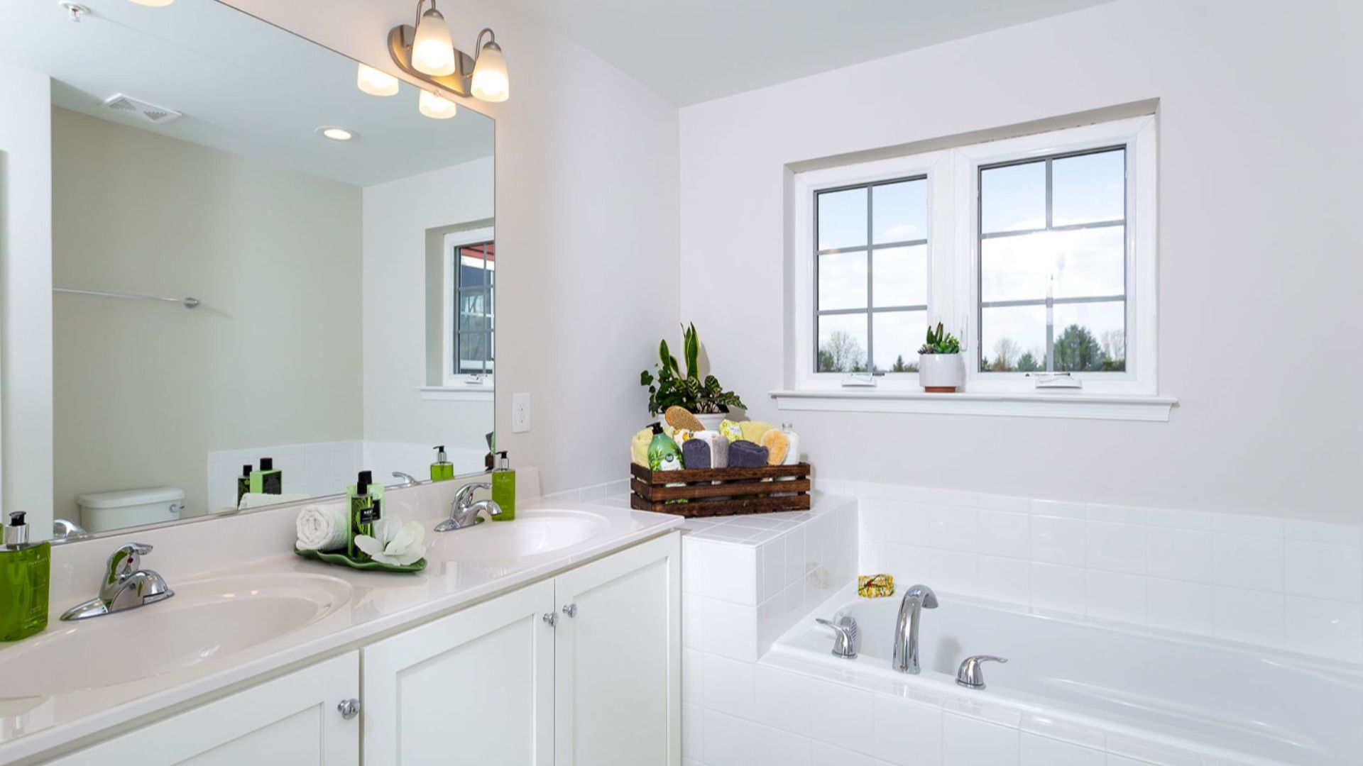 Owner's bath in a York II King's Crossing Townhome by DRB Homes, showcasing modern fixtures and finishes in Charles Town, WV