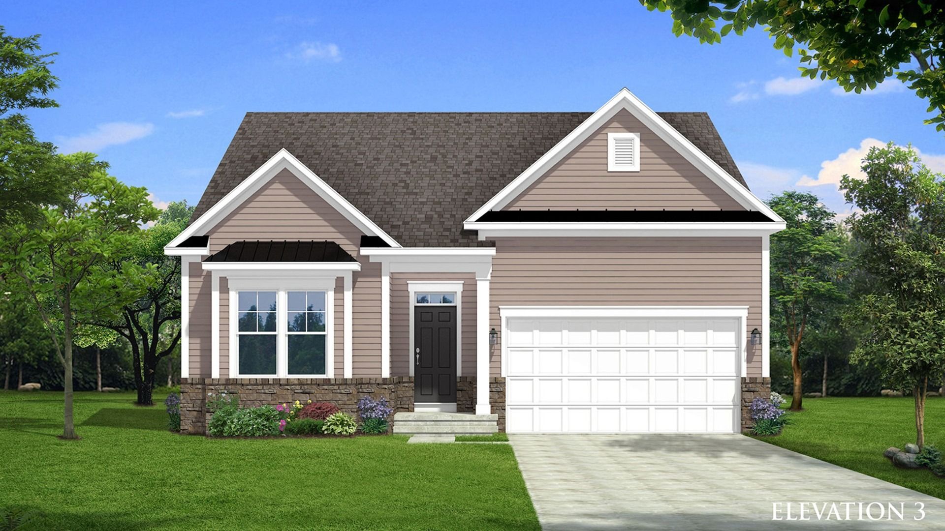 Front Elevation of Cedar II Single Family Home by DRB Homes, with Stunning Exterior Design and Modern Architectural Details.