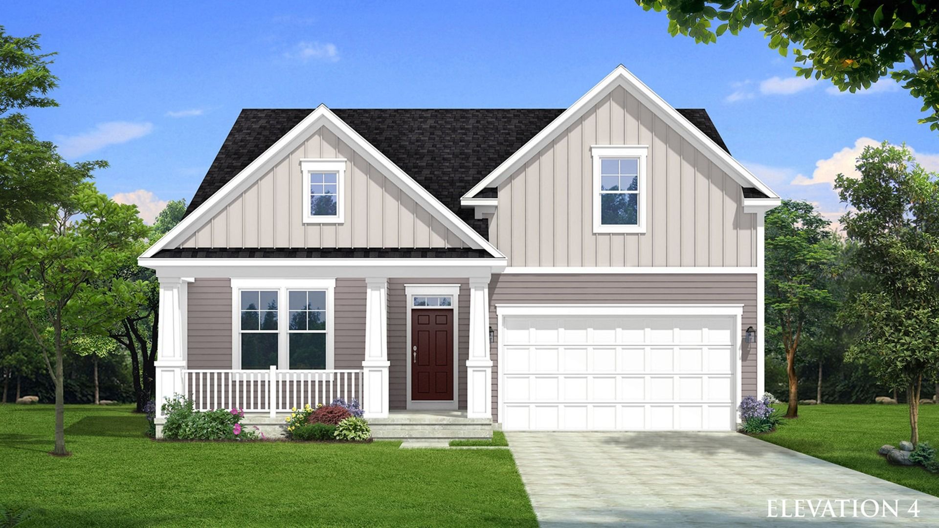 Front Elevation of Cedar II Single Family Home by DRB Homes, with Stunning Exterior Design and Modern Architectural Details.