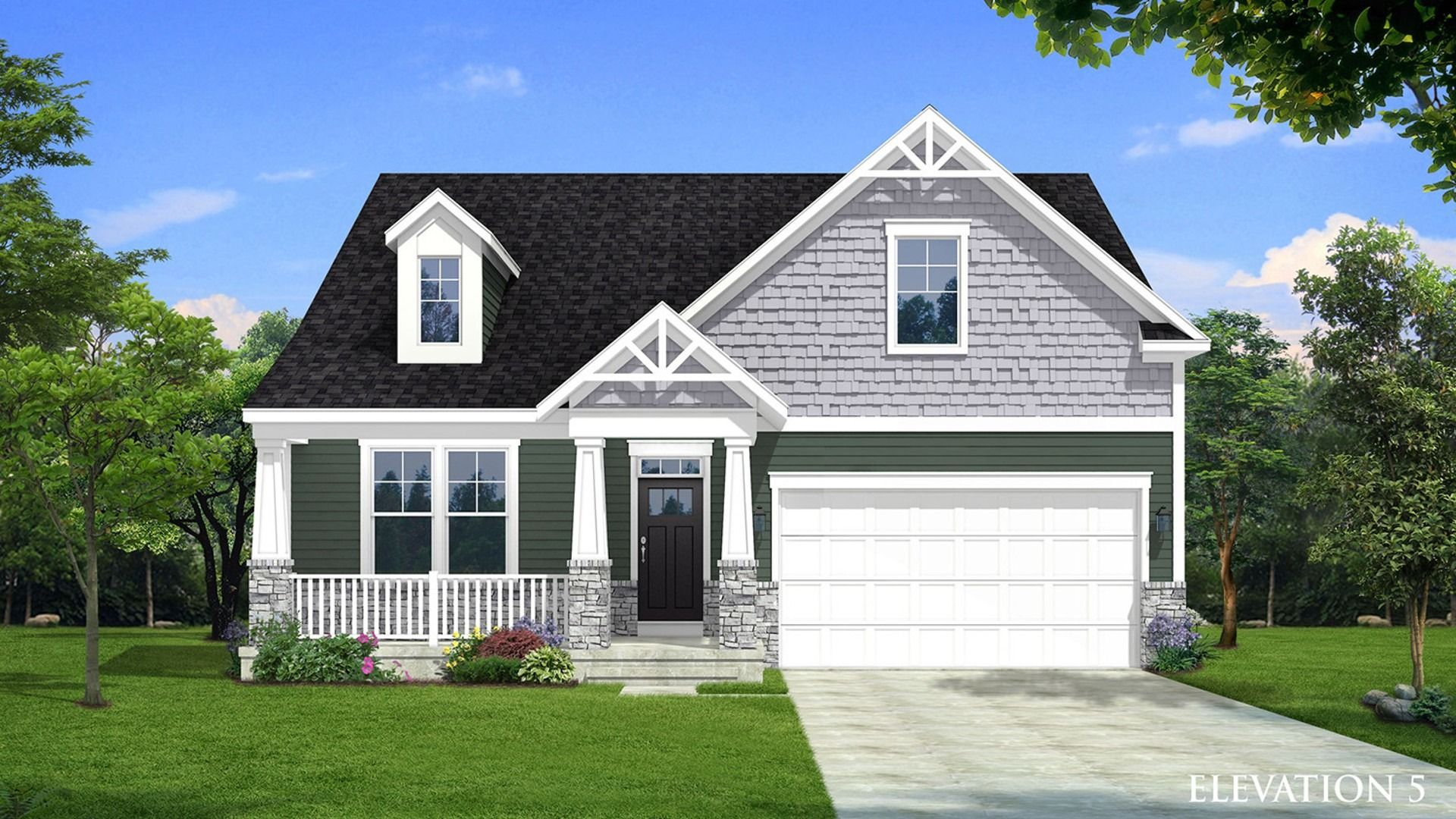 Front Elevation of Cedar II Single Family Home by DRB Homes, with Stunning Exterior Design and Modern Architectural Details.