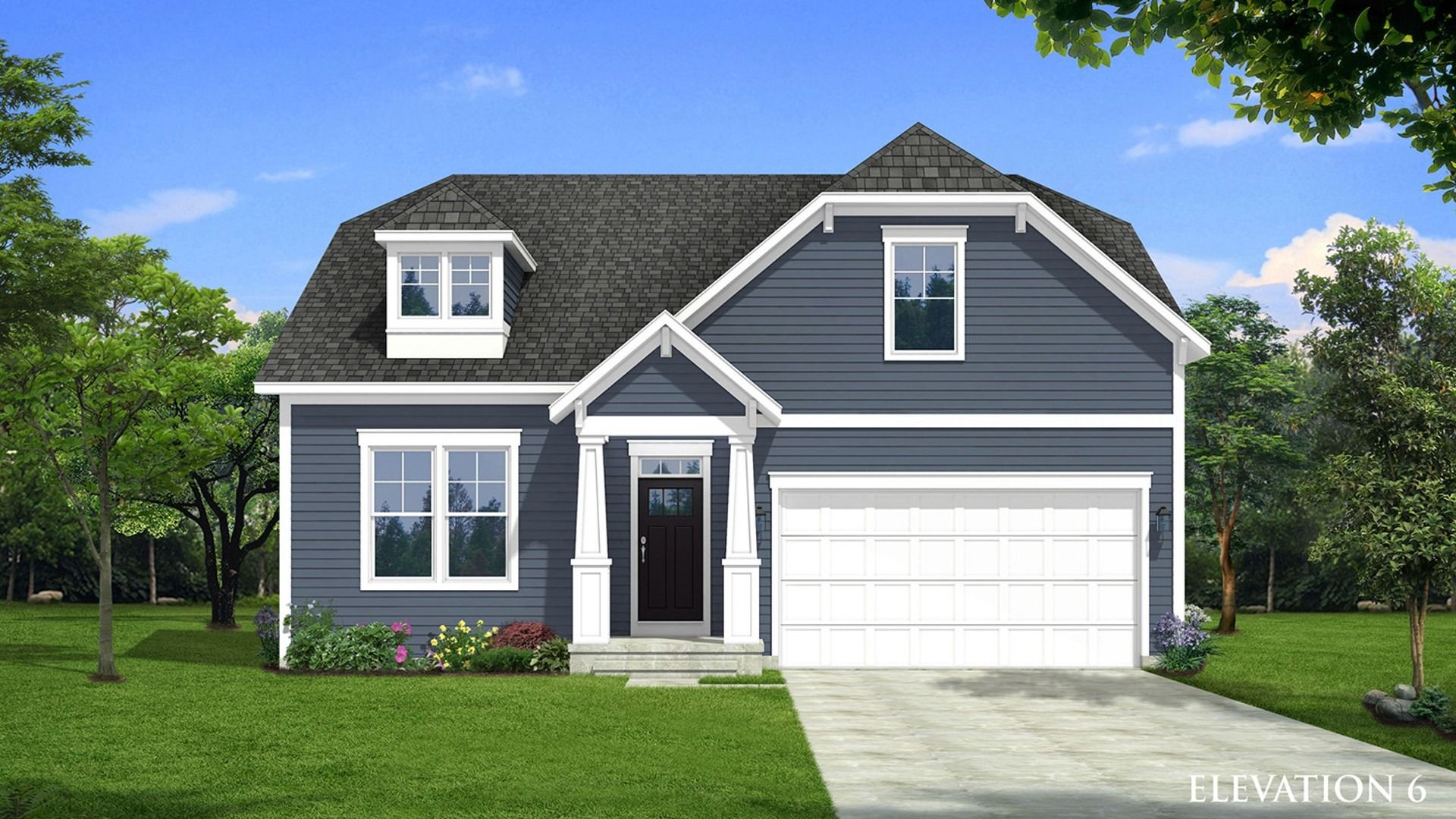 Front Elevation of Cedar II Single Family Home by DRB Homes, with Stunning Exterior Design and Modern Architectural Details.