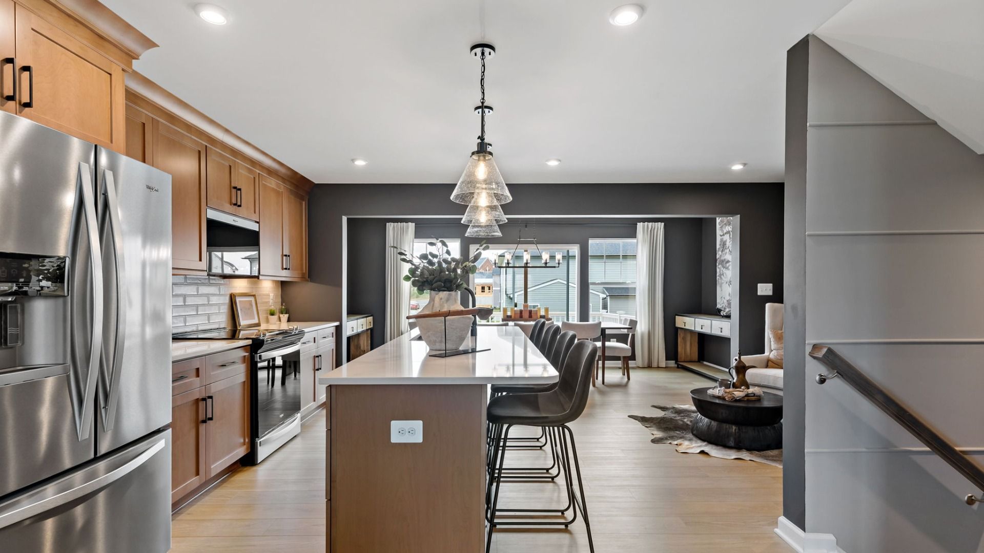 Modern kitchen in York II South Brook Townhome by DRB Homes with name-brand appliances and stylish cabinetry in Inwood, WV.