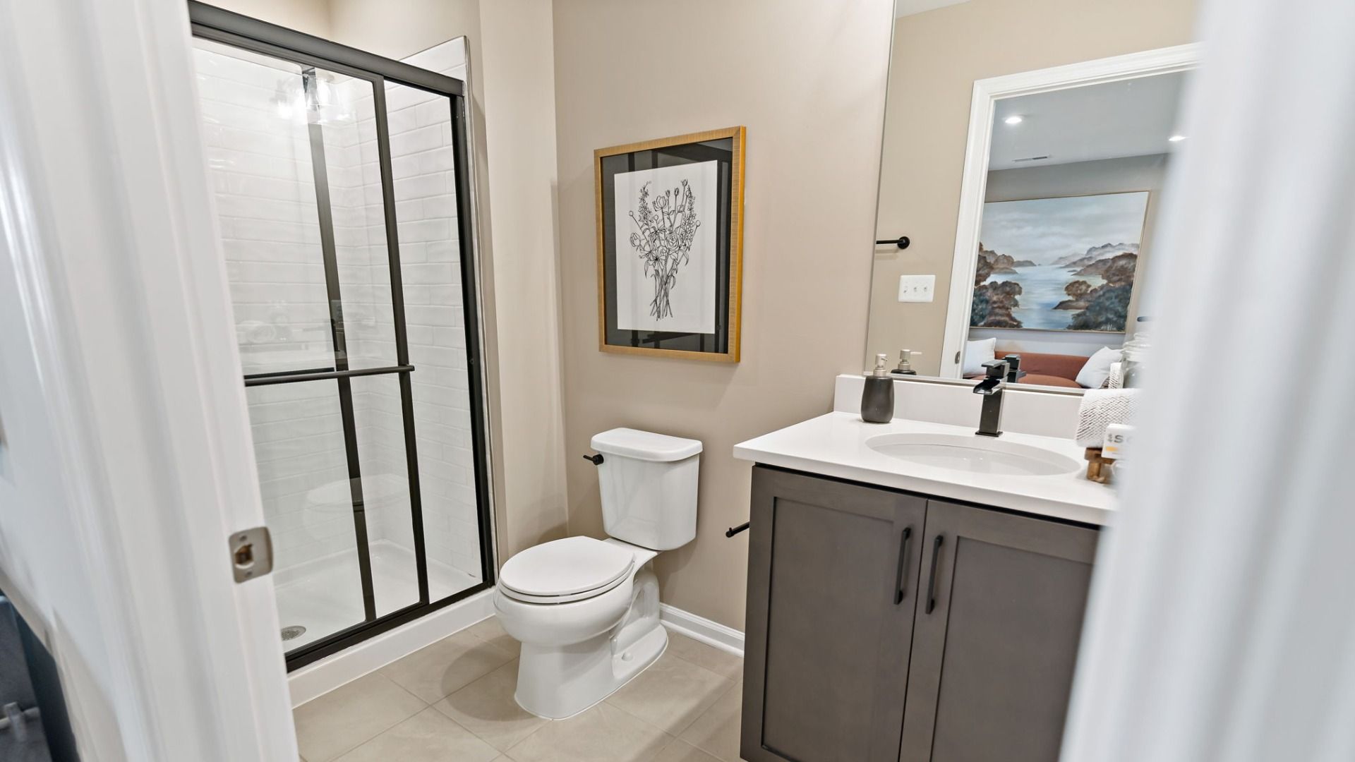 Bathroom York II at King’s Crossing Townhomes, Charles Town WV: modern fixtures, sleek cabinetry, and spacious layout.