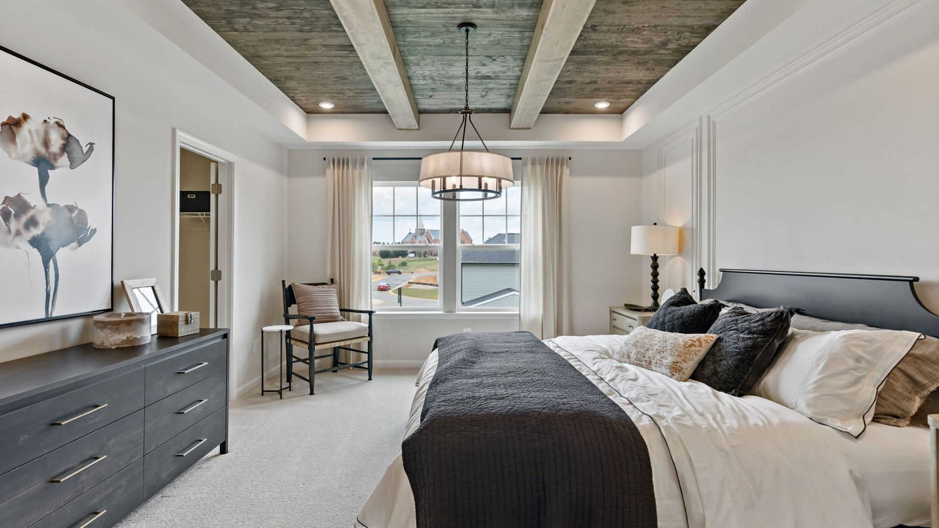 Bedroom York II at King’s Crossing. Charles Town, WV. Spacious with modern finishes and natural light.