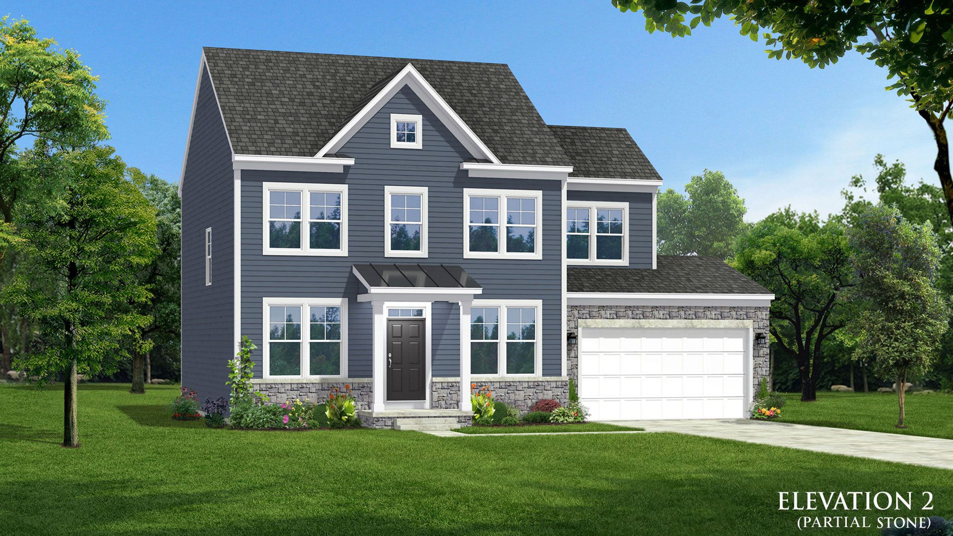 Front Elevation of Newbury II Single Family Home by DRB Homes with Stunning Exterior Design and Modern Architectural Details.