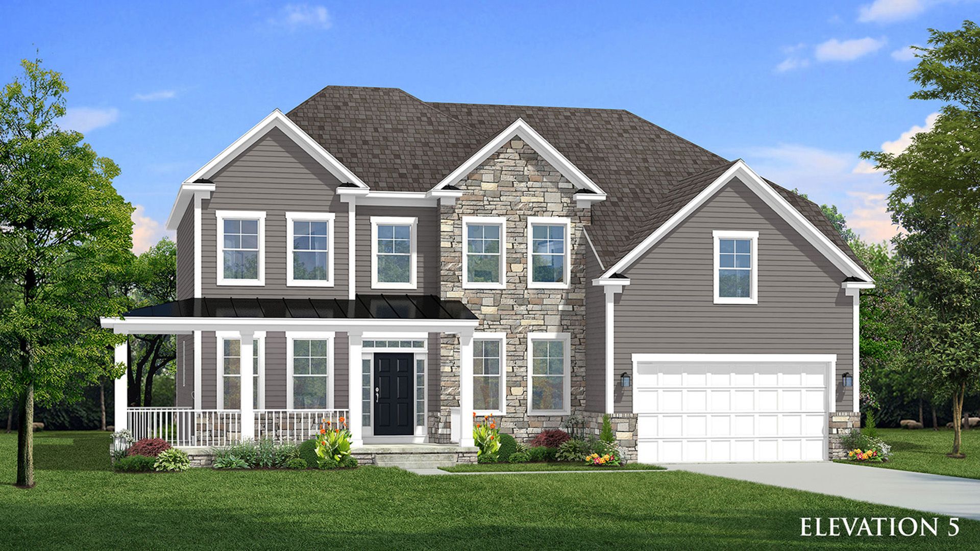 Elevation 5 of the Castlerock II Single Family Home by DRB Homes at Huntfield.