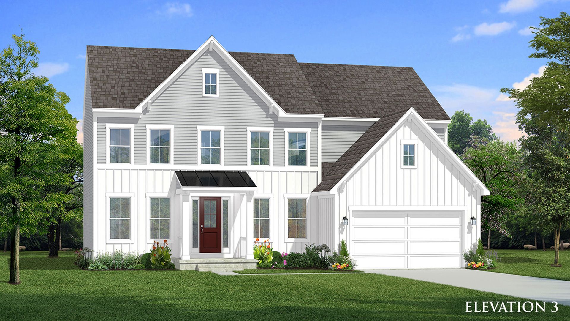 Elevation 3 of the Castlerock II Single Family Home by DRB Homes at Huntfield