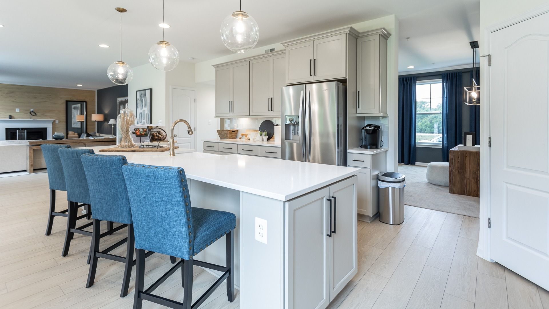 Oakdale II Gourmet Kitchen: A stylish island centerpiece offers seating for four.
