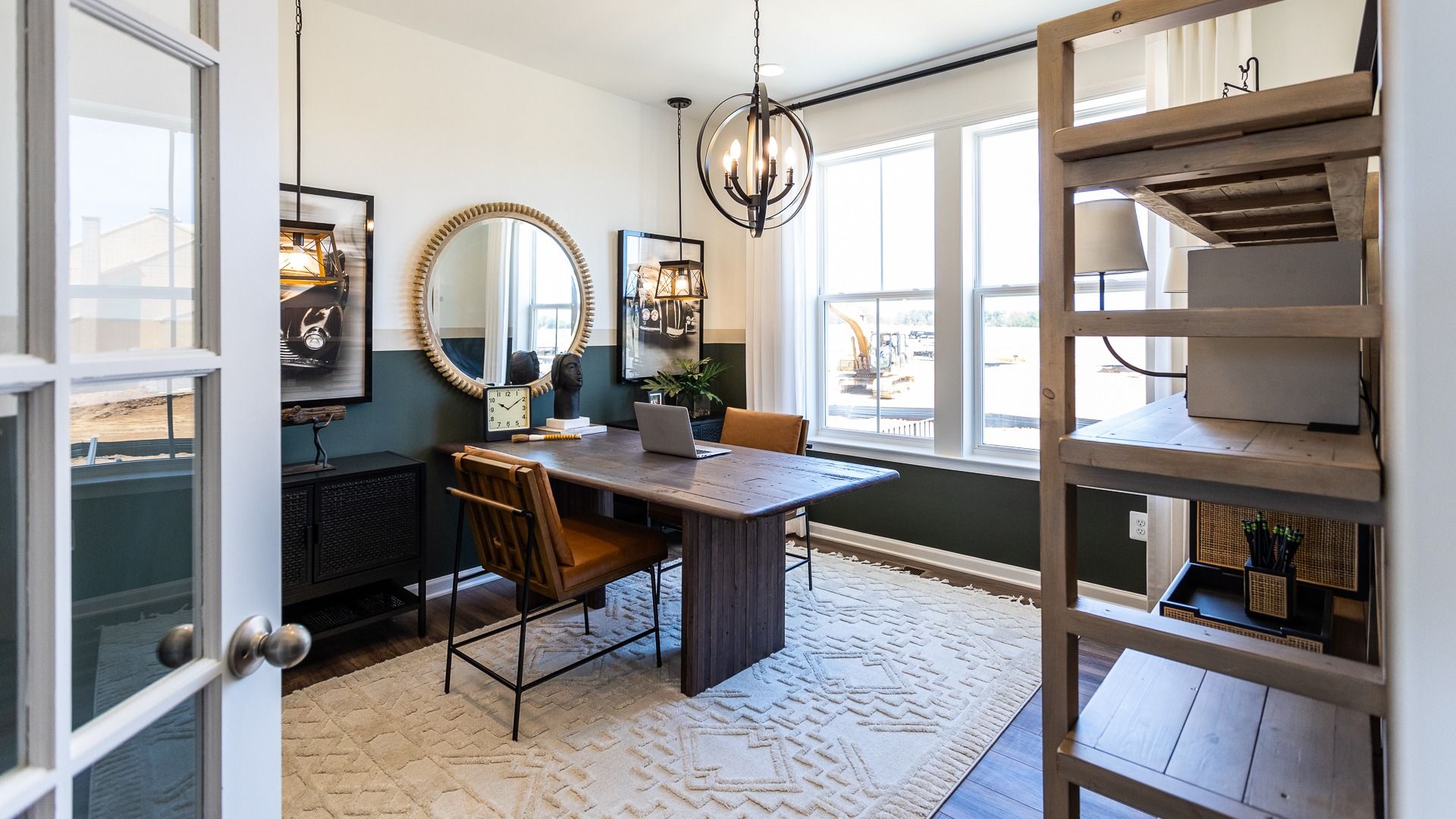 Private study with double window and French doors in a DRB Homes Castlerock II home plan at Huntfield.