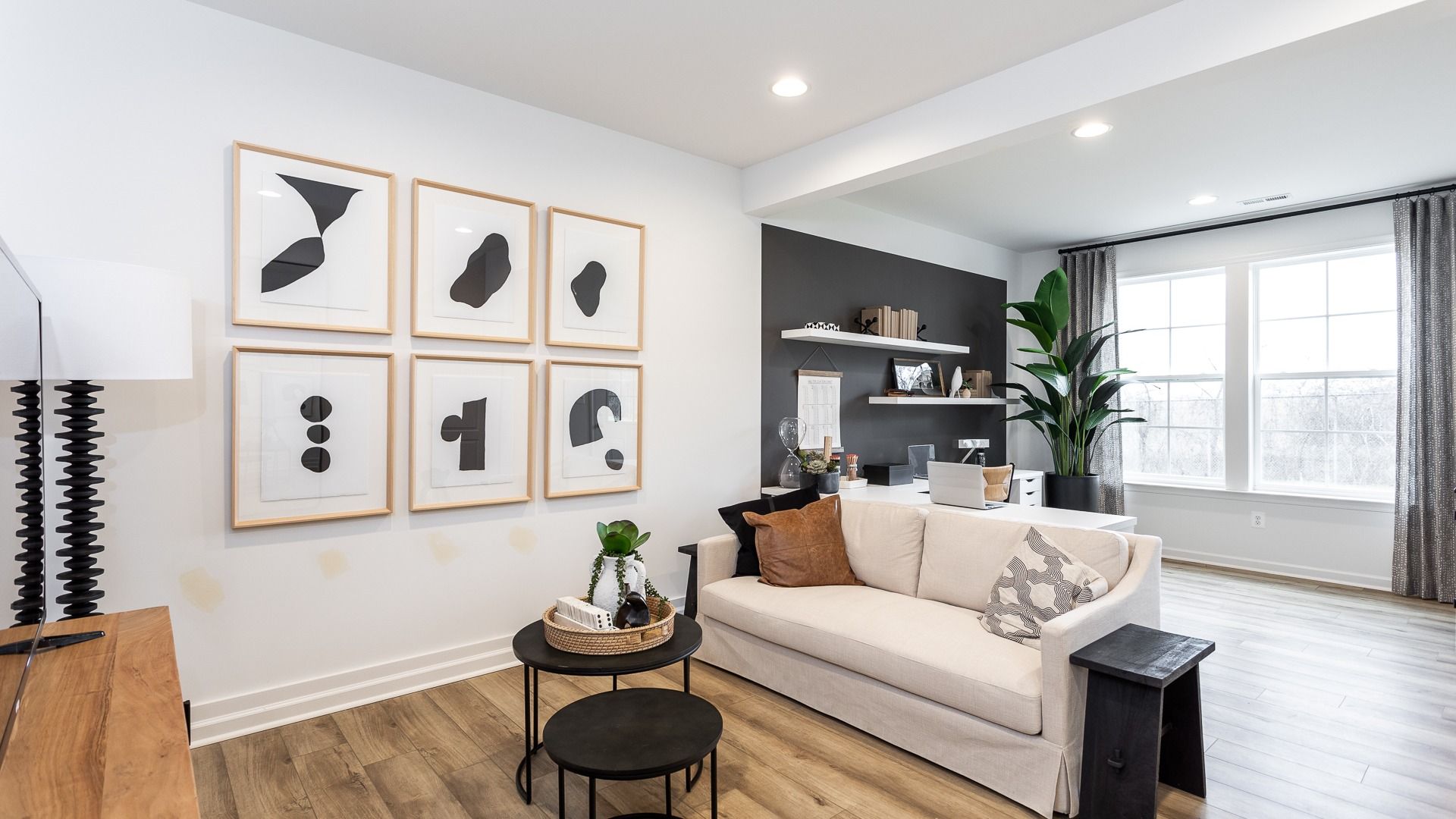 Relax in  cozy finished lower level of Bedford II floor plan.