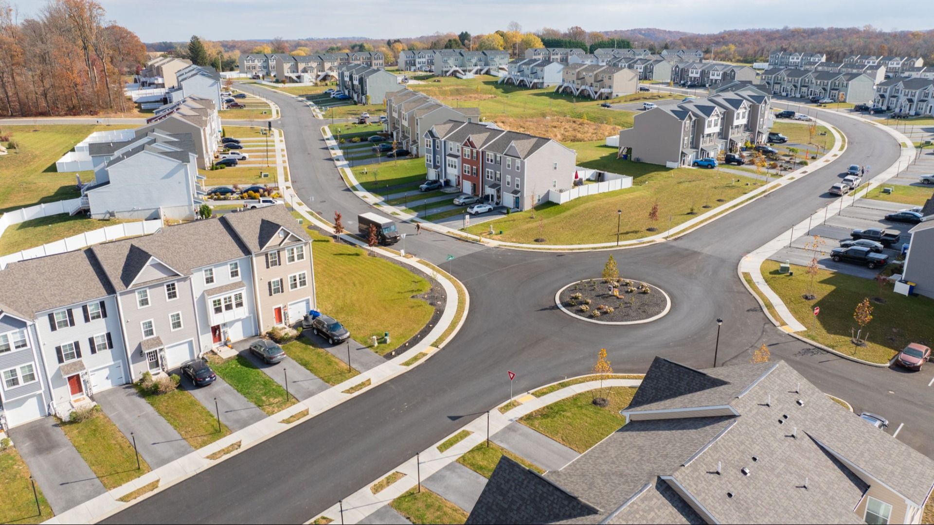 Bird’s-eye view of Homestead Drive at Homestead Acres in Hanover, PA, a scenic and welcoming community.
