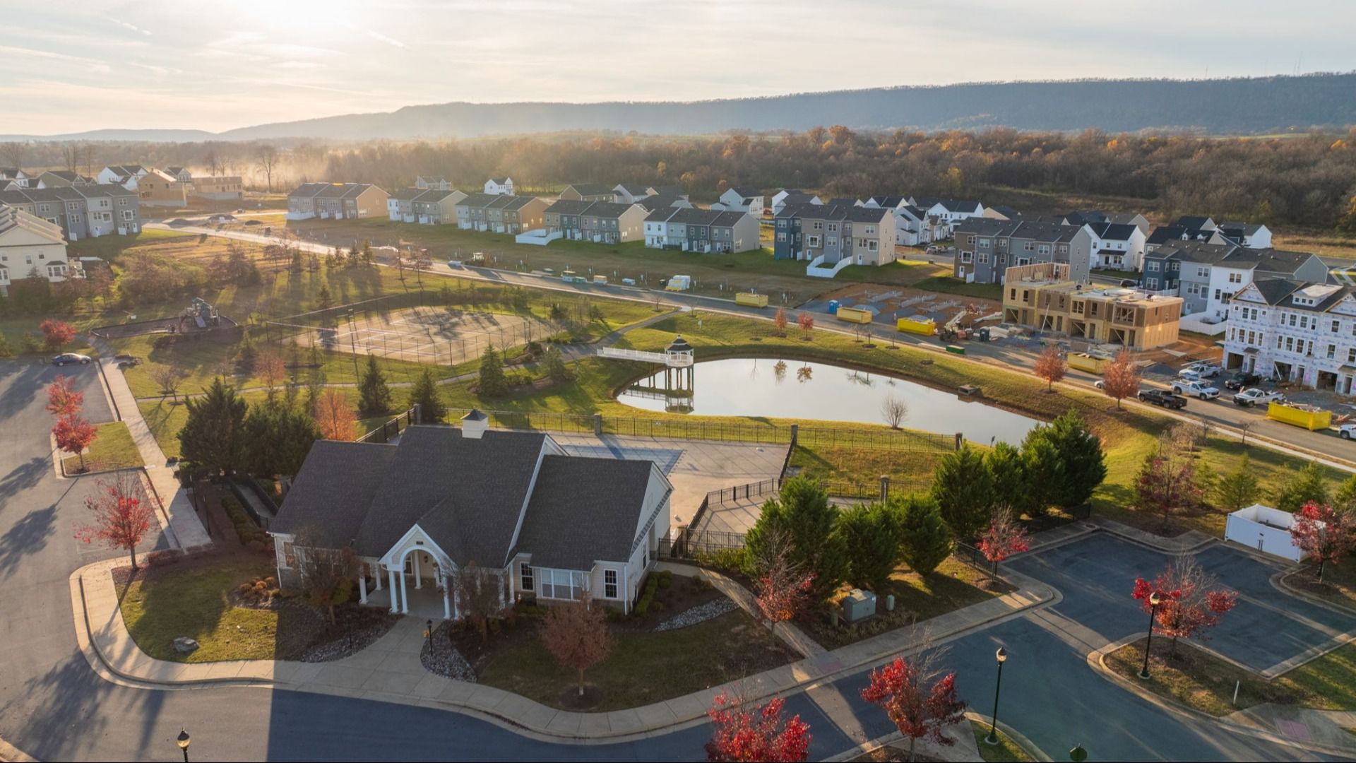 Neighborhood clubhouse at Martinsburg Station overlooking the new phase 3B.
