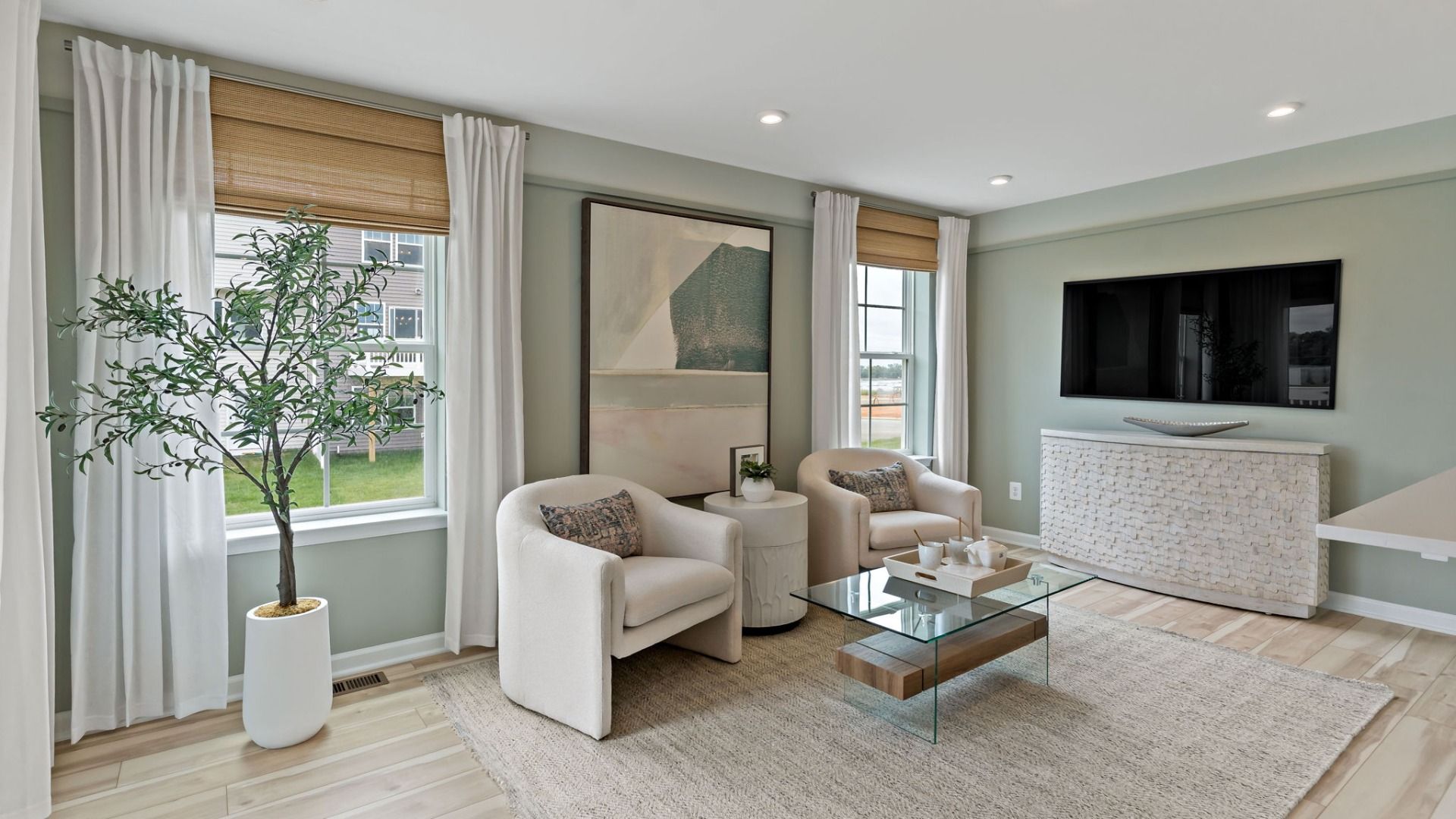 The sitting area in the Whitehall II creates a peaceful retreat at home filled with natural light.