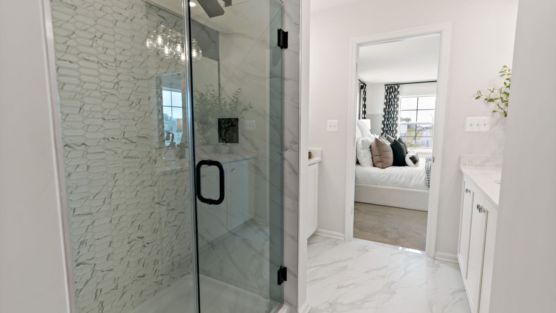 With elegant finishes, the primary bath in the Edgewood II feels like a spa-like retreat at home.