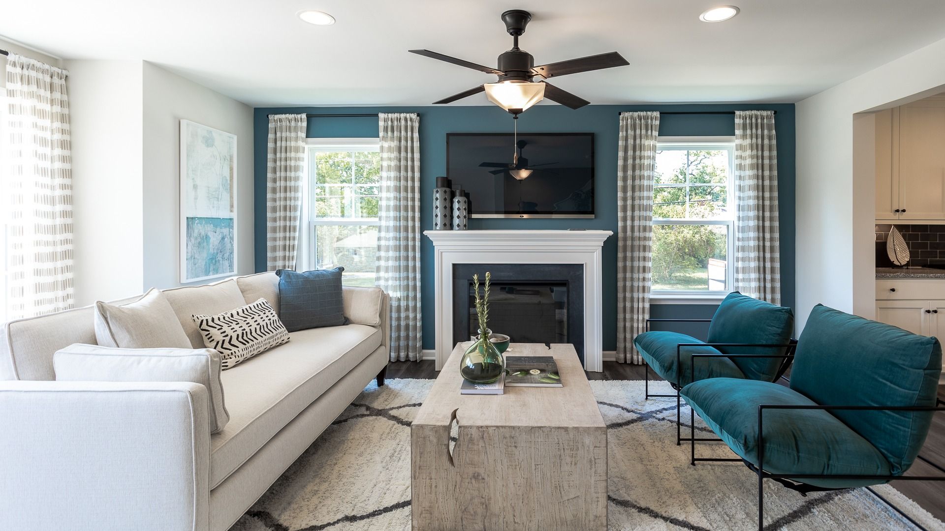 York II Family Room with Fireplace