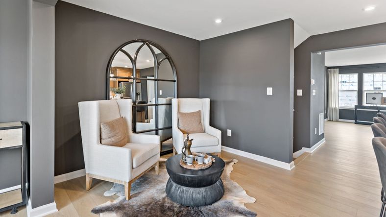 Relax in the cozy corner of the York II Garage at The Gallery in Martinsburg, WV, with comfortable chairs.