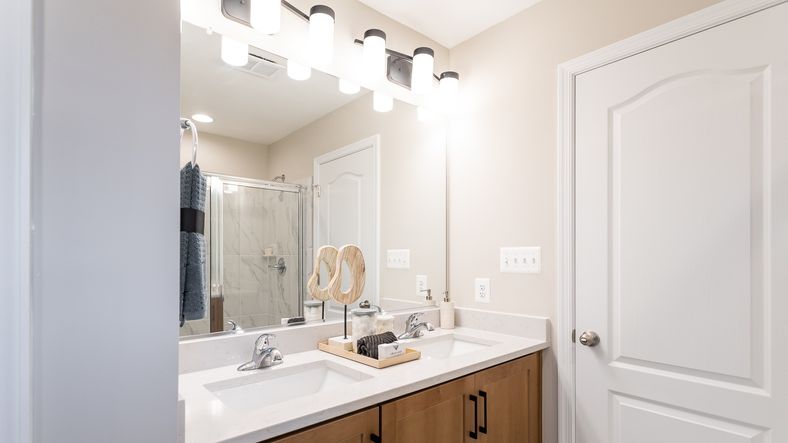 Modern features in the Carnegie II primary bath create the ideal space for everyday routines.