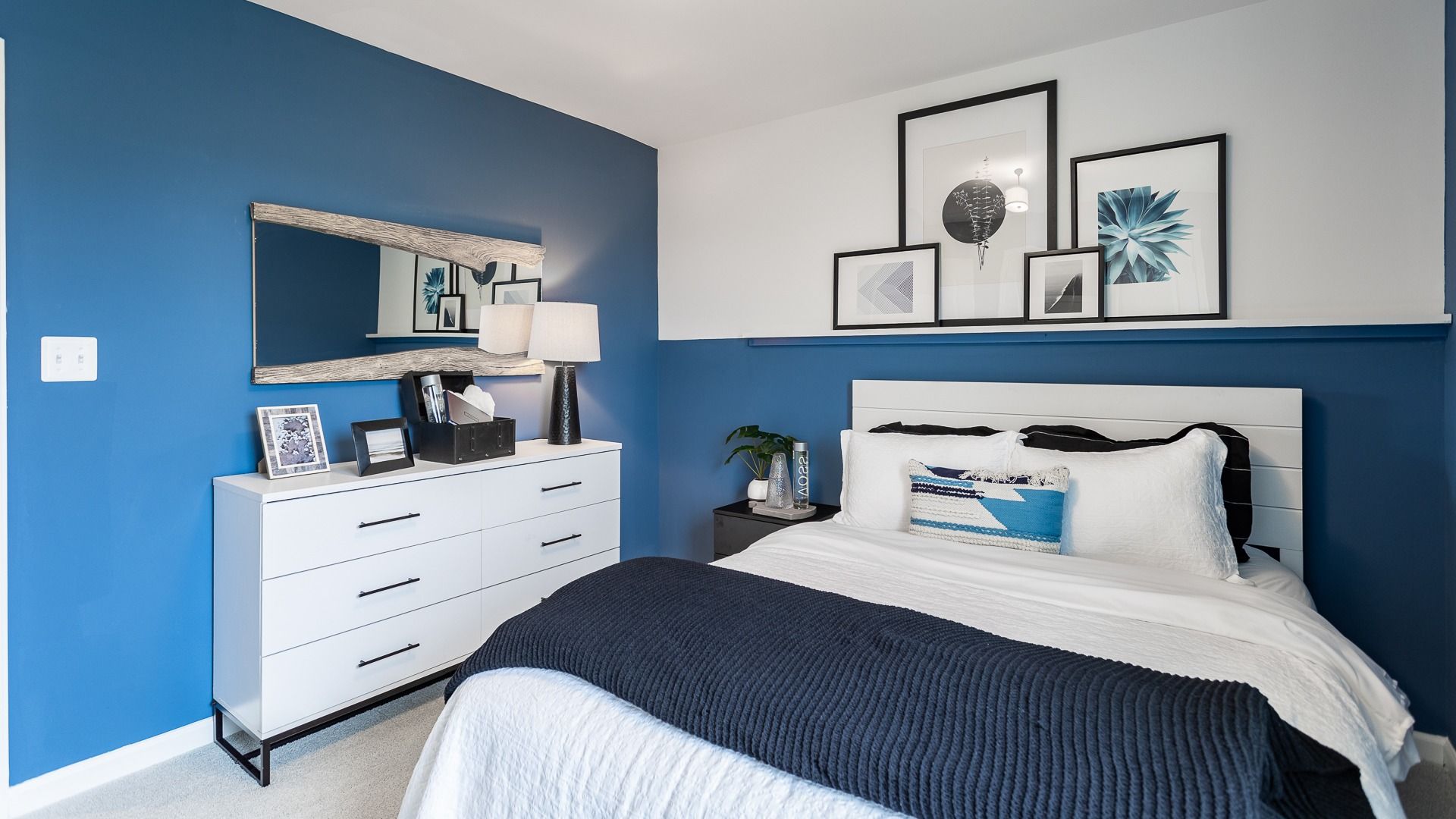 Modern bedroom in the Carnegie II floor plan offers a stylish space for rest and relaxation.