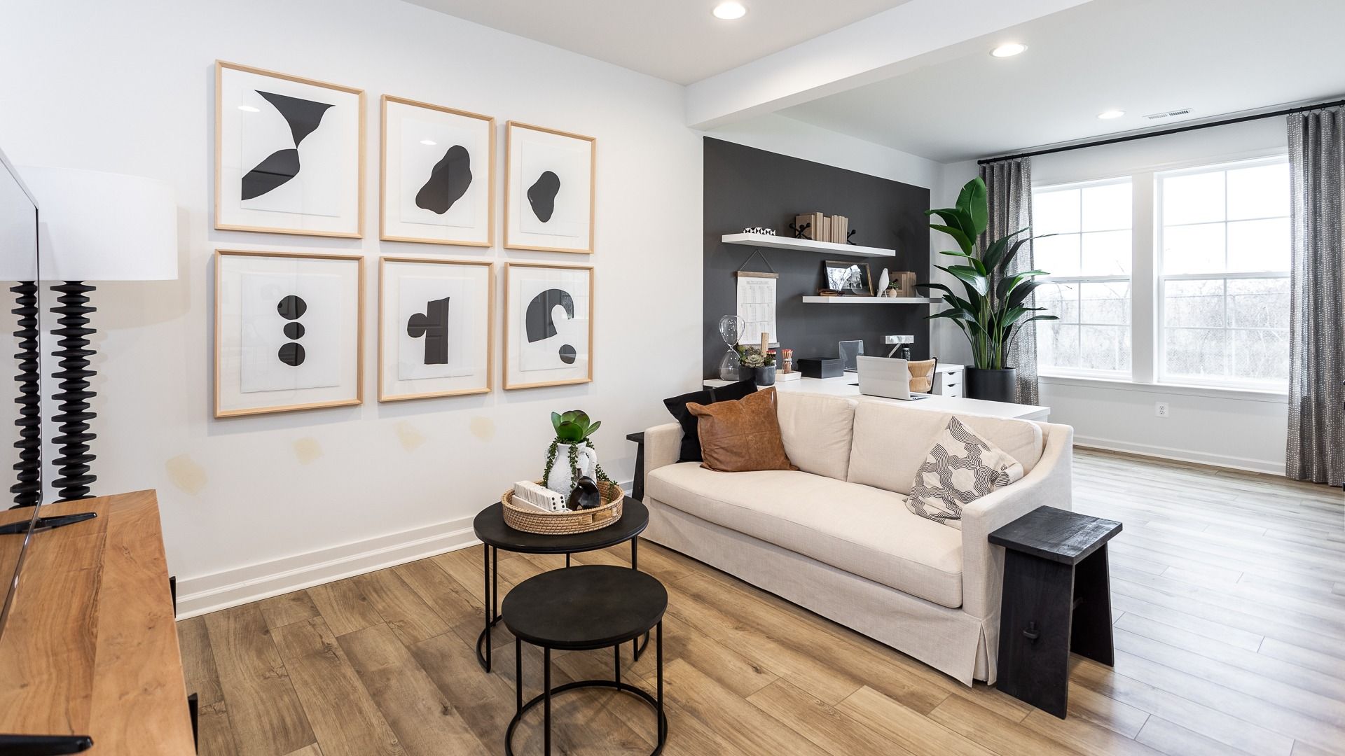 Relax in  cozy finished lower level of Bedford II floor plan.