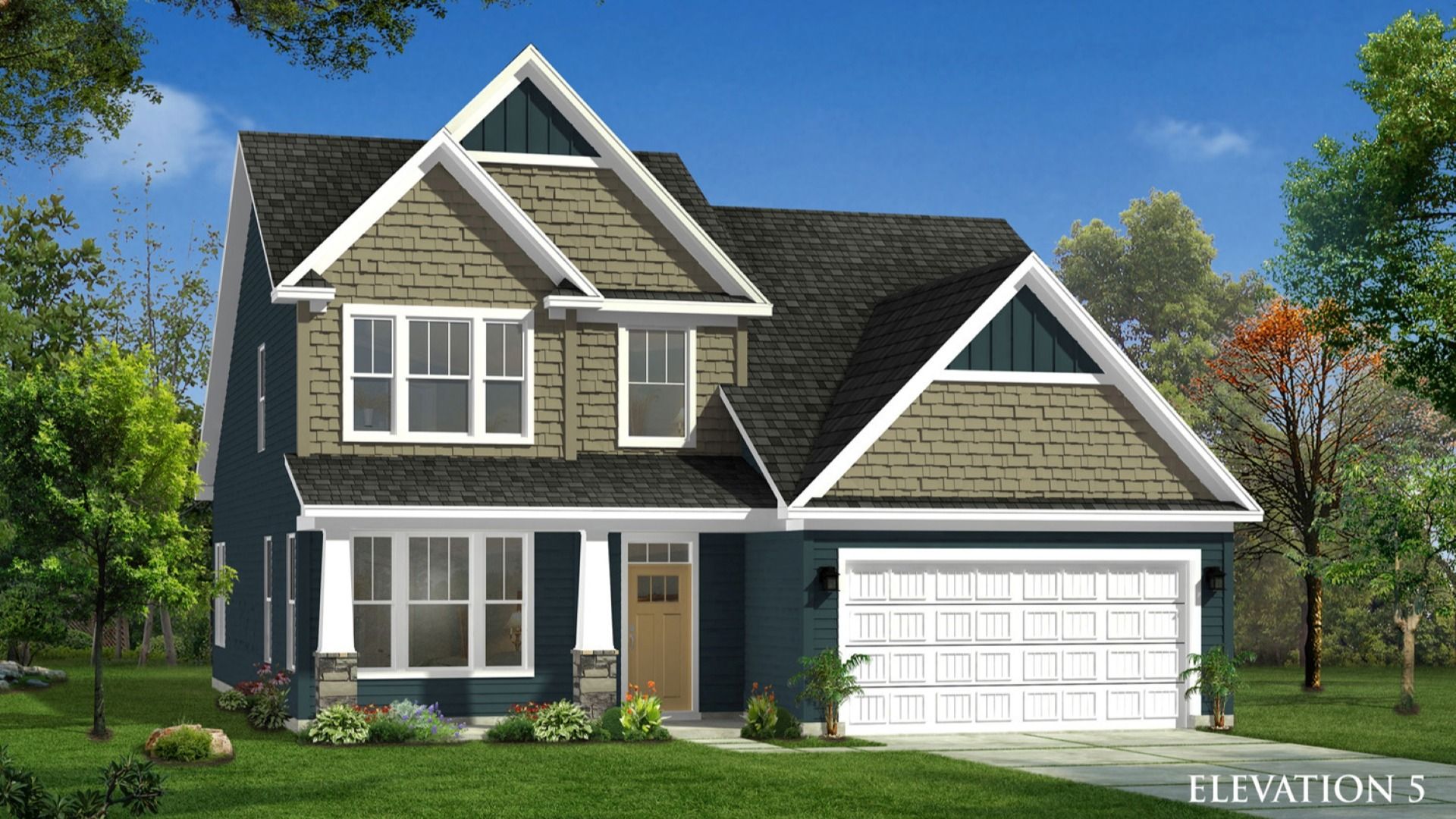 Rendering of elevation 5 of The Middleton Design by DRB Homes