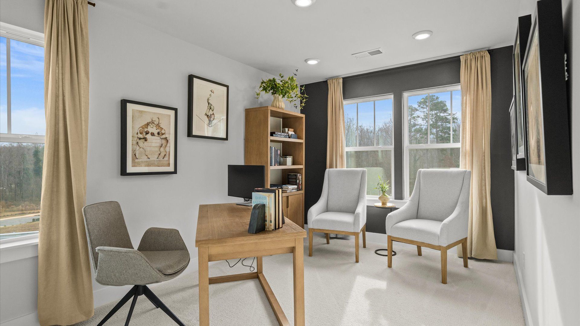 Vibrant natural light and tasteful design define this upstairs study in this townhome at El Dorado