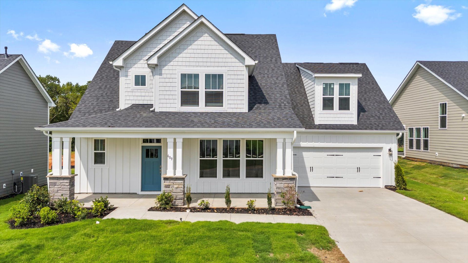 Elegant exterior of the Sutherland Design with eye-catching curb appeal in a first-class DRB Homes community in Anderson, SC