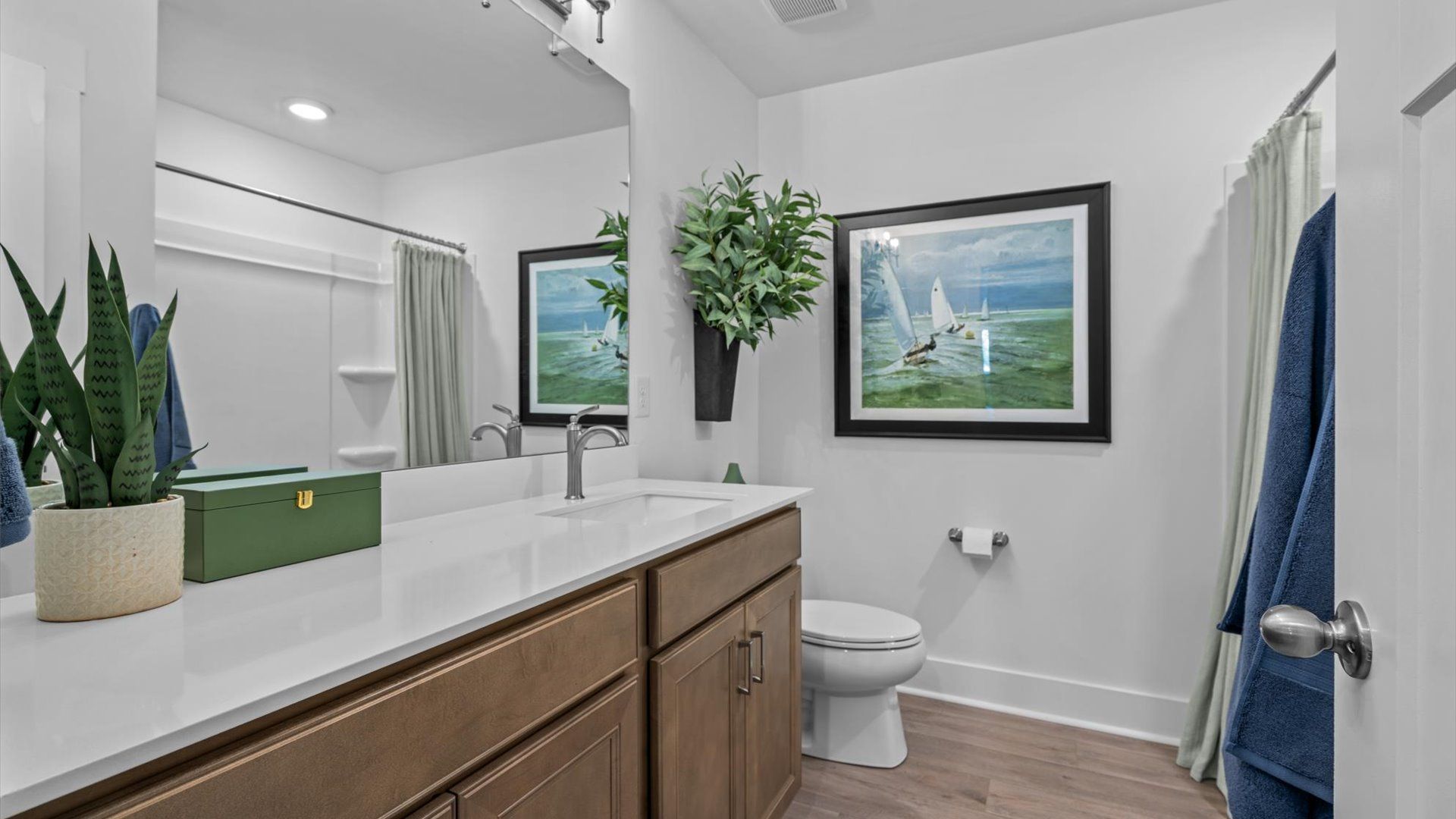 Vibrant and welcoming bathroom with elegant countertop space and polished details located in Greenville, SC