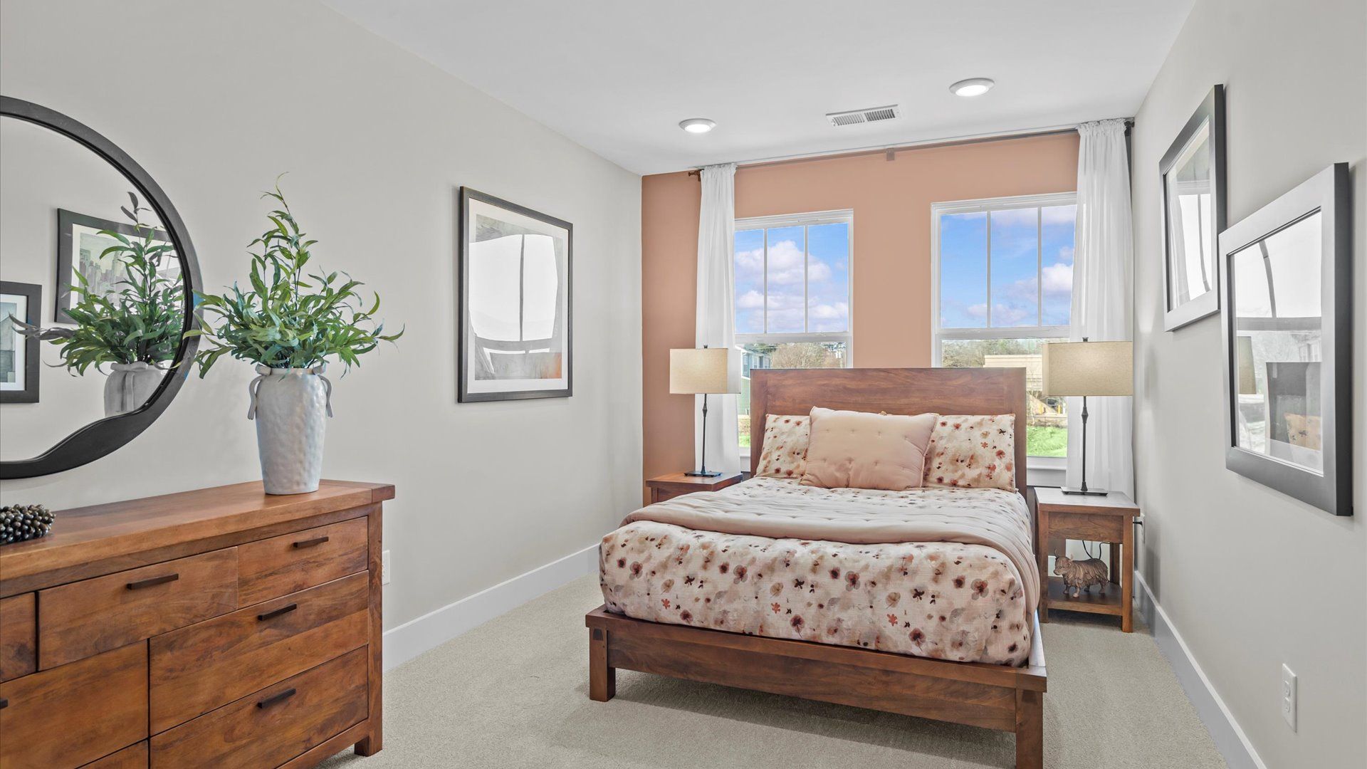 Plush carpeted secondary bedroom in two story townhome at Saluda Crossing by DRB Homes in Piedmont, SC