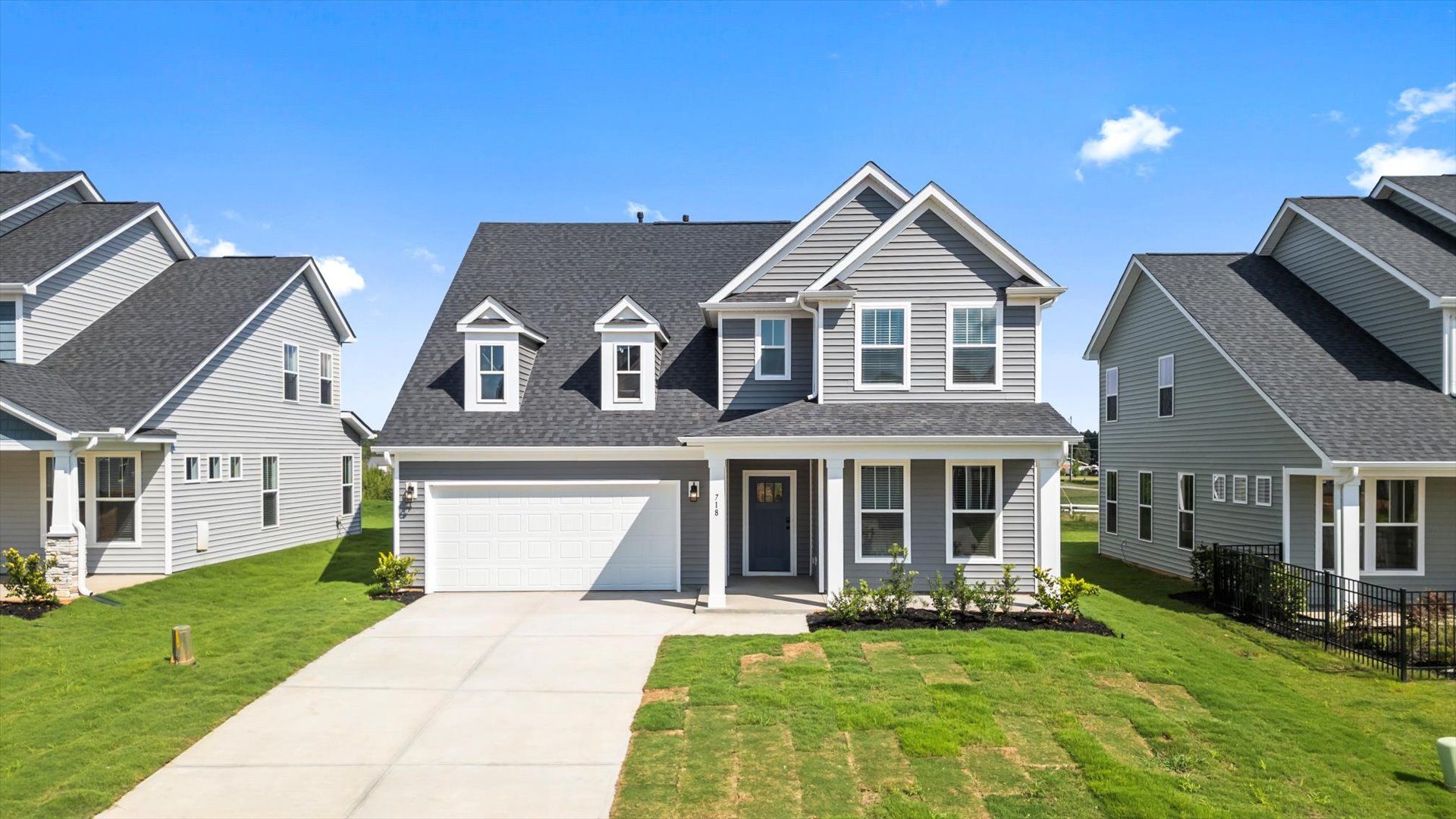 Refined exterior design with balanced architectural detail in this distinguished two-story home