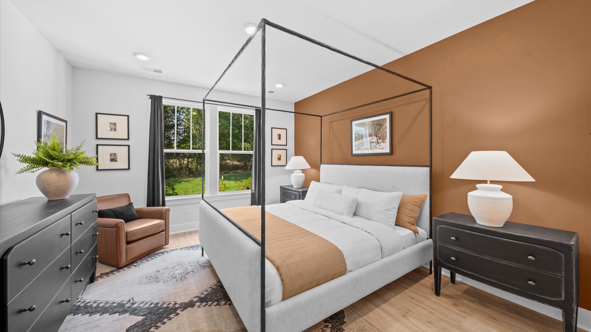 Highly skilled design shines in this elegant, restful primary suite near Downtown Fountain Inn