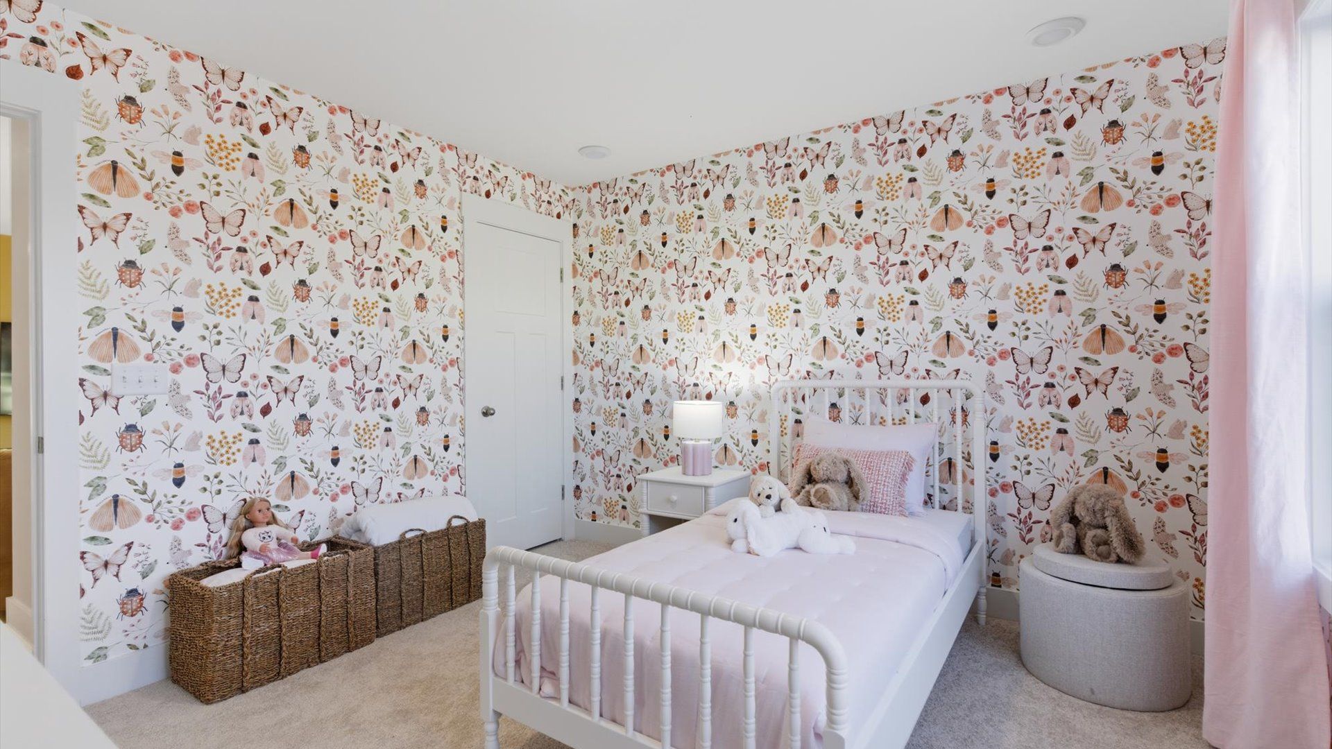 Elegant bedroom retreat featuring soft carpet and oversized windows that create a bright, welcoming space Pelham Crossing