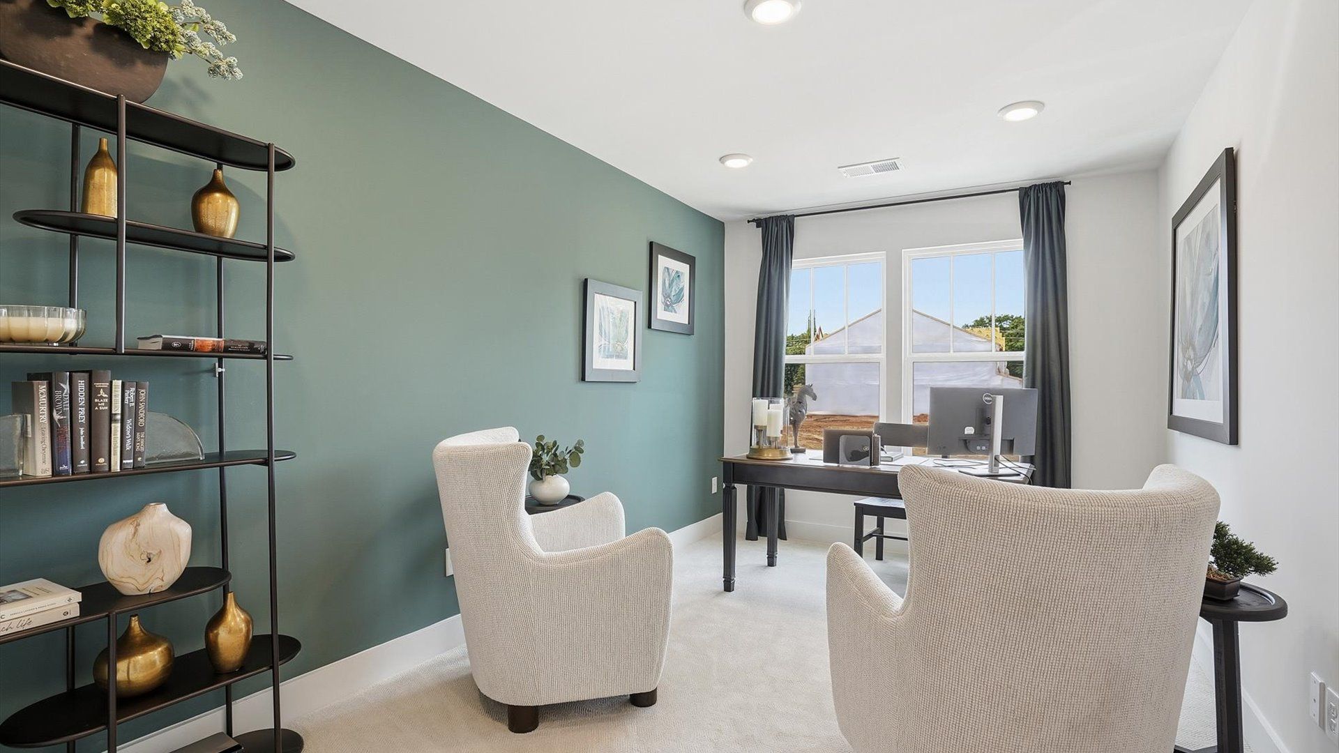 Superior craftsmanship meets practical luxury in this accomplished upstairs home office at the new Anna's Pointe community