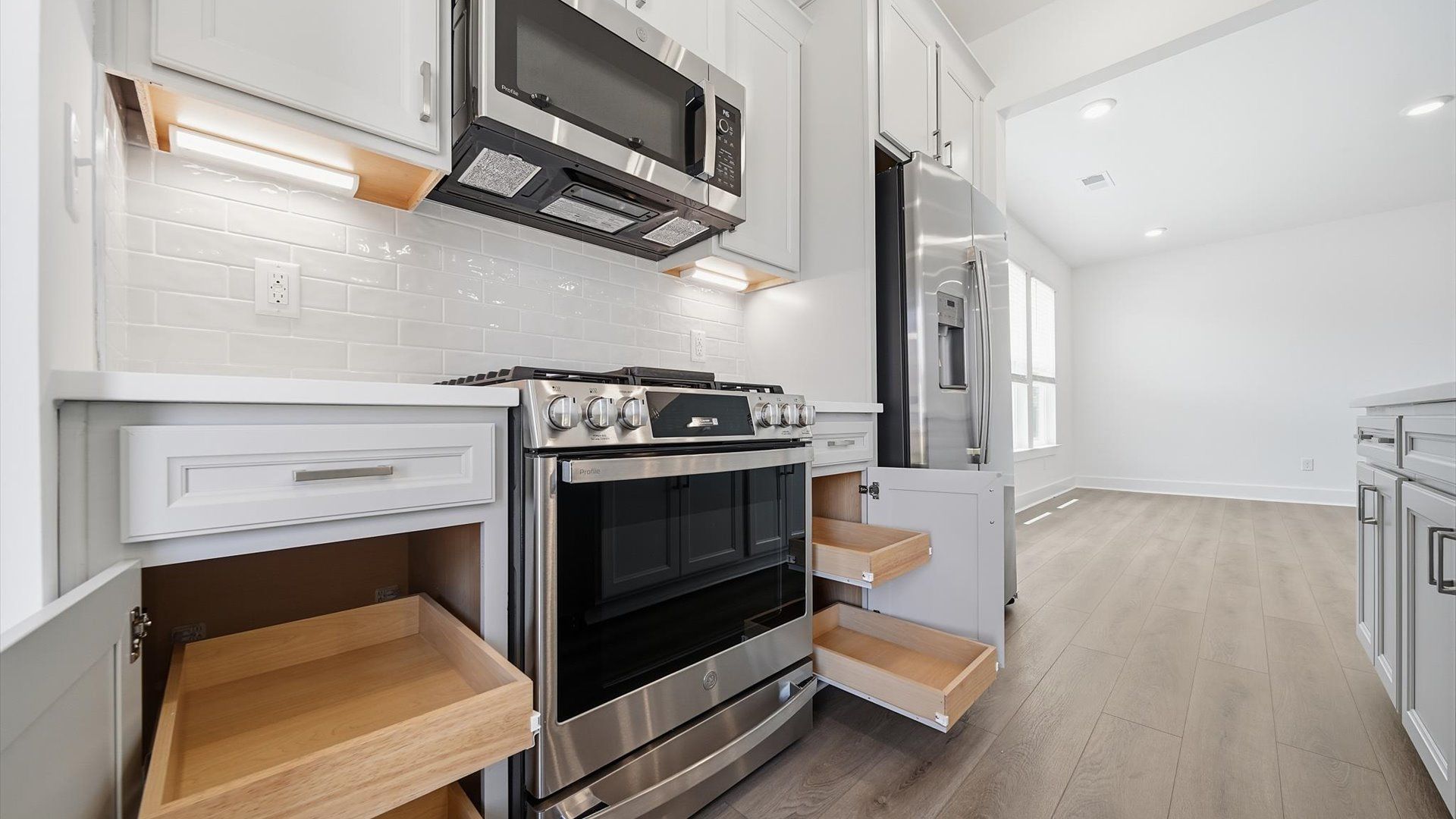 Top-notch kitchen featuring stainless steel appliances, abundant storage, and sleek cabinetry in Fountain Inn, SC