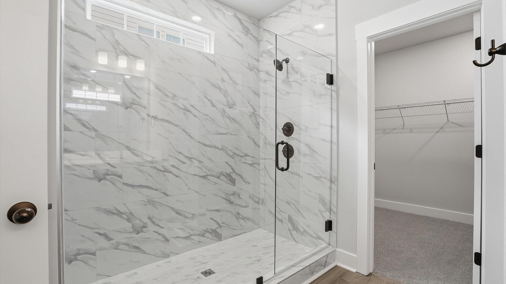 Superior en-suite primary bathroom with a stylish walk-in shower—crafted with high standards in mind near Downtown Anderson