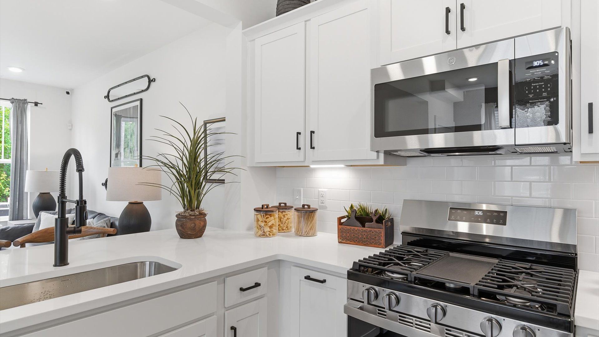 Elegant kitchen with modern finishes in this first-class villa at Clarke Townes near Downtown Anderson, SC