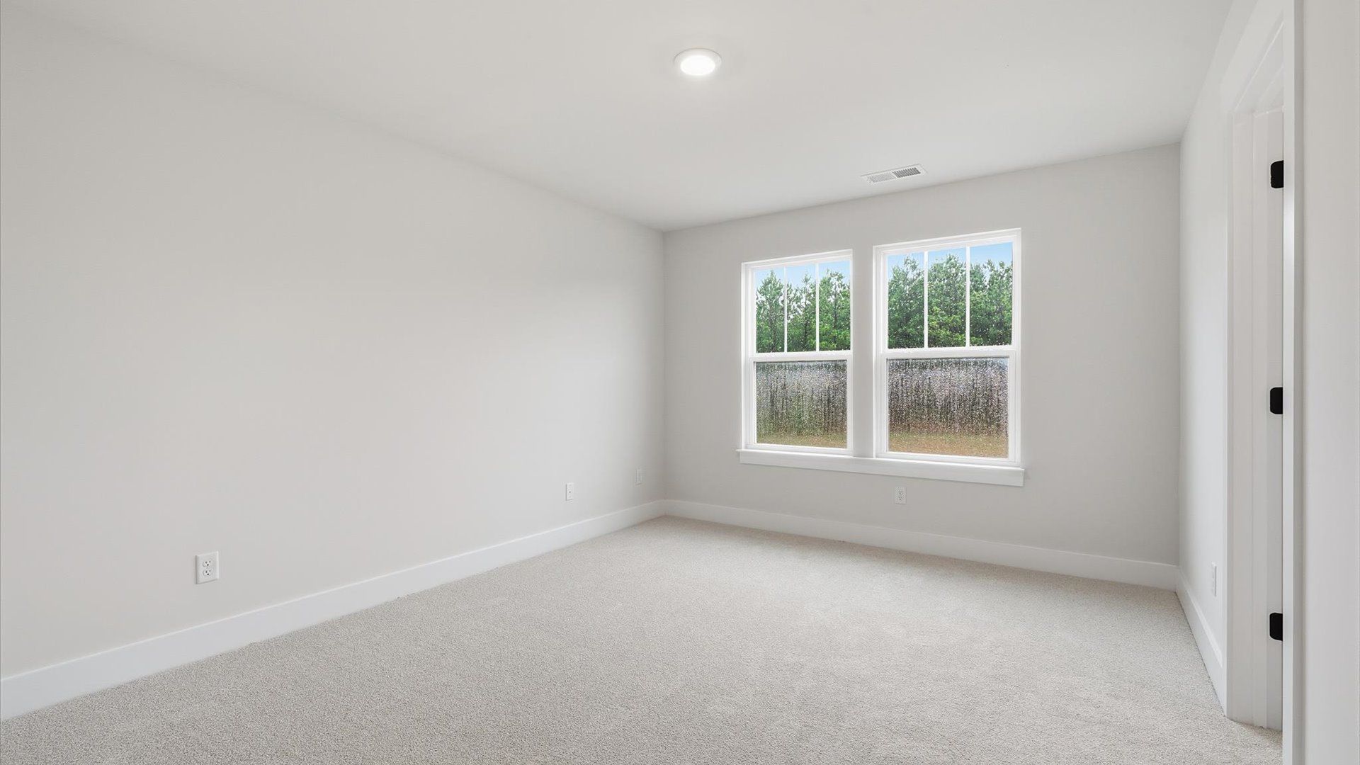 Accomplished bedroom layout with cozy carpet, a spacious walk-in closet, and sun-filled windows in Fountain Inn, SC