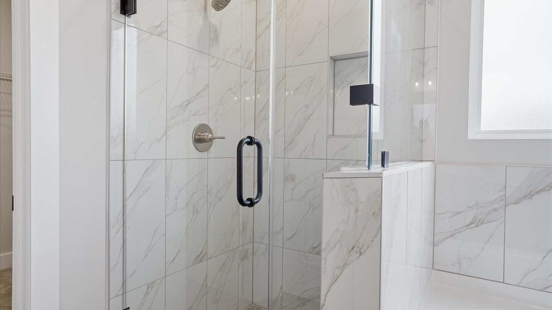 Exceptional en-suite with a glass-enclosed walk-in shower for superior everyday comfort at Woodglen