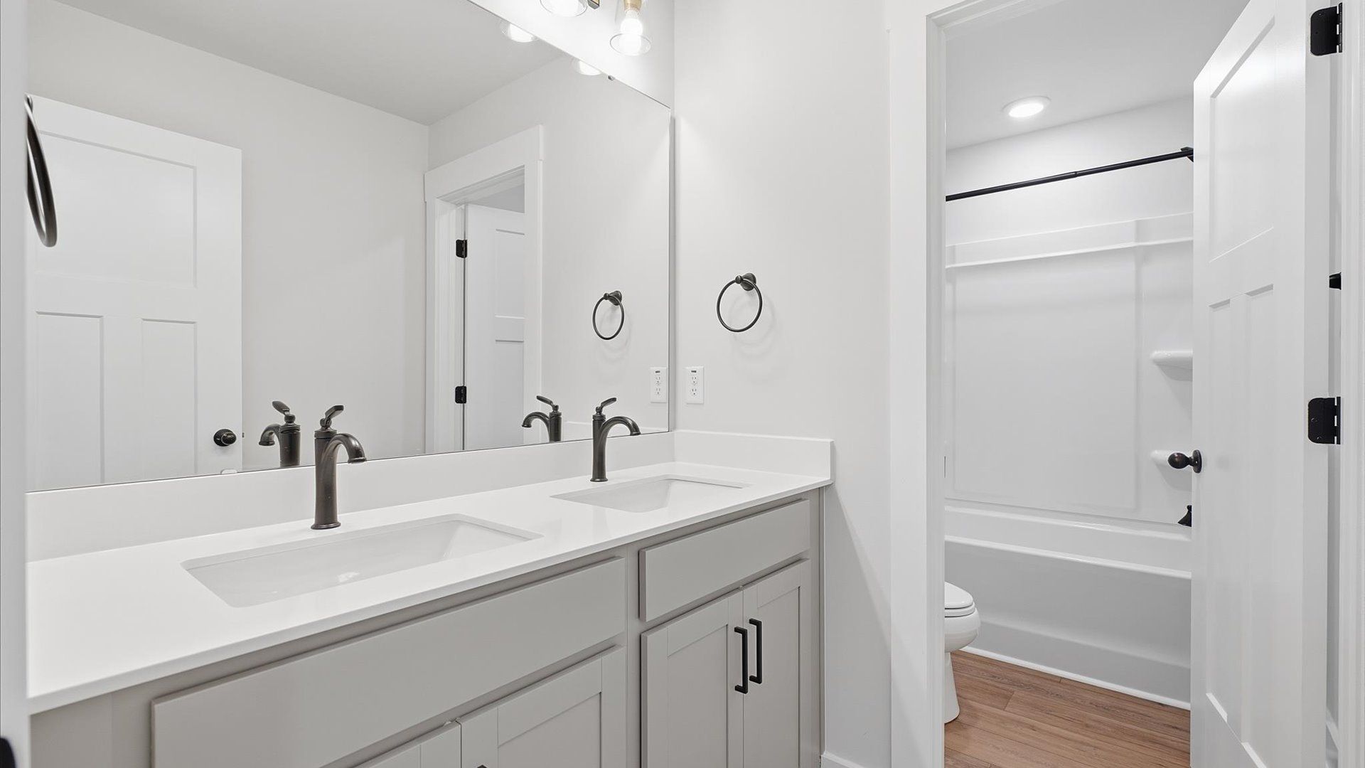 Refined hall bath with elevated finishes and a highly functional layout in Piedmont, SC