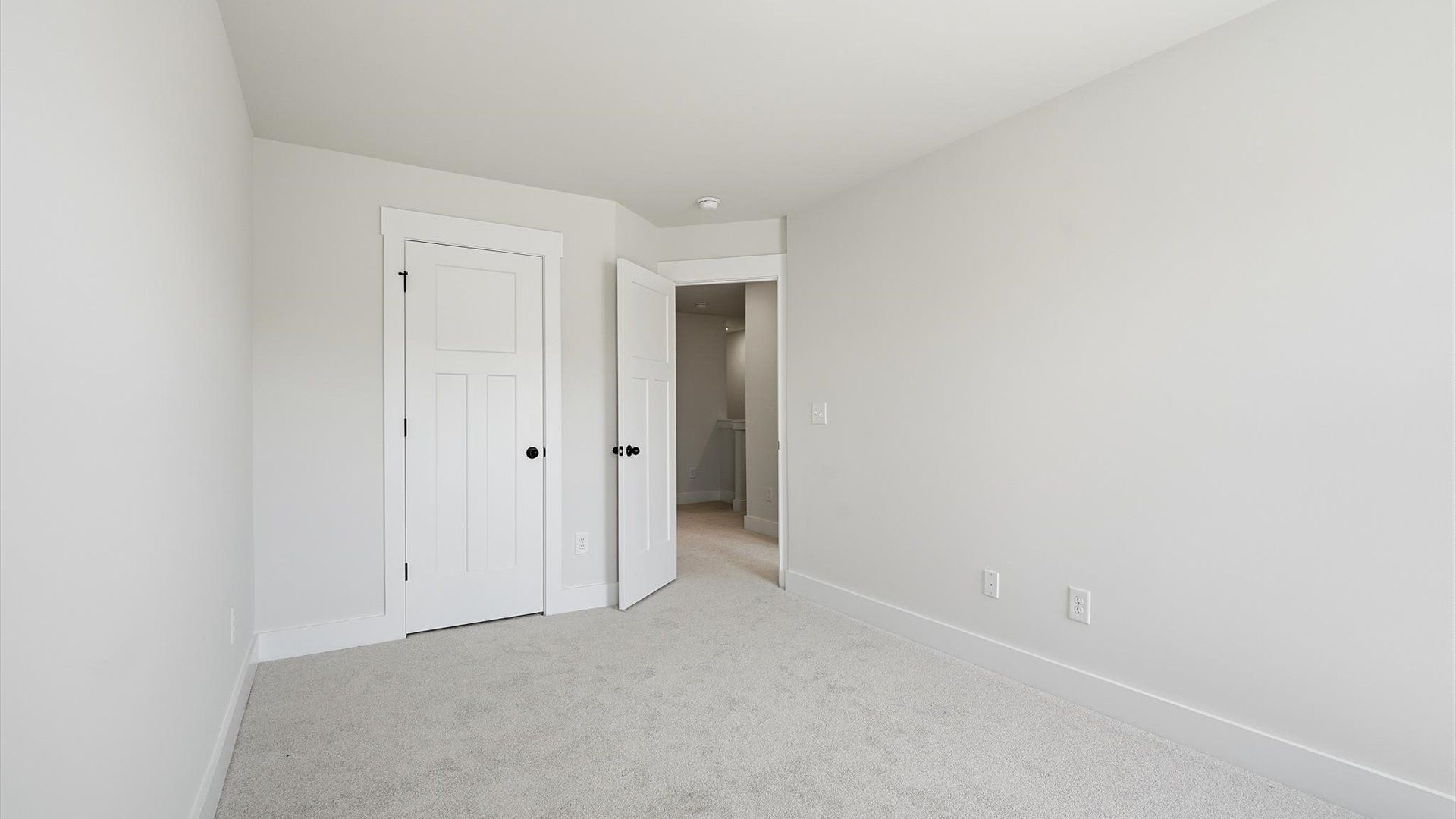 Elegant bedroom retreat featuring soft carpeting and a thoughtfully designed walk-in closet at Saluda Crossing
