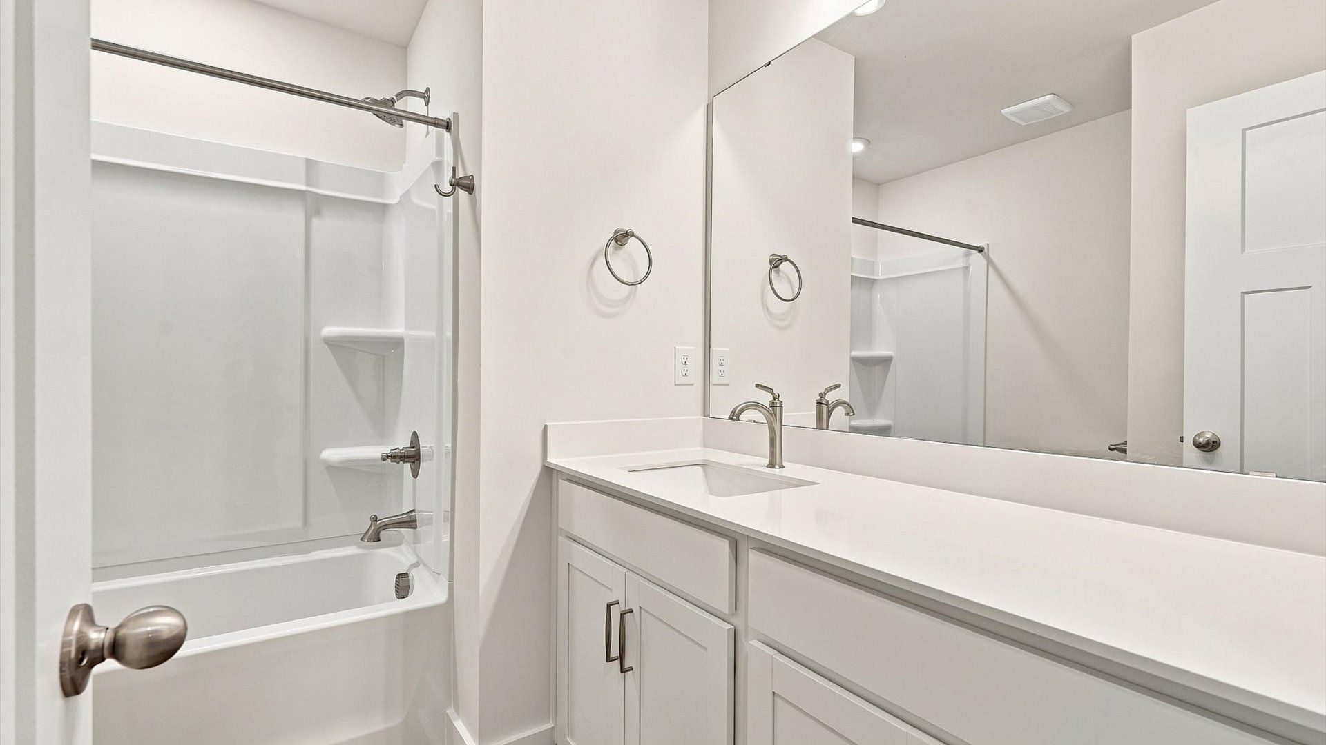 Top-notch bathroom with current fixtures, tasteful materials, and elevated charm in Spartanburg, SC