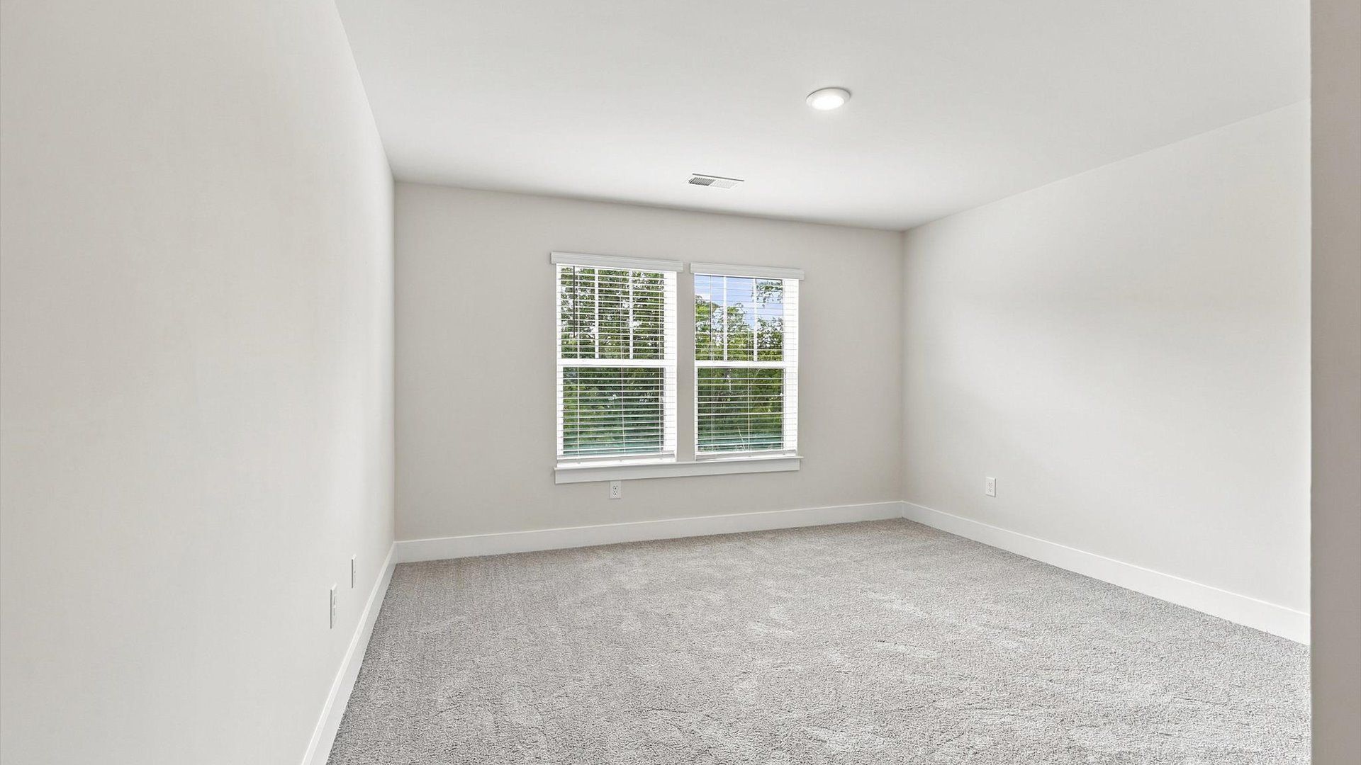 Elegant, carpeted bedroom with walk-in closet and wall-to-wall windows offering natural brightness in Anderson, SC
