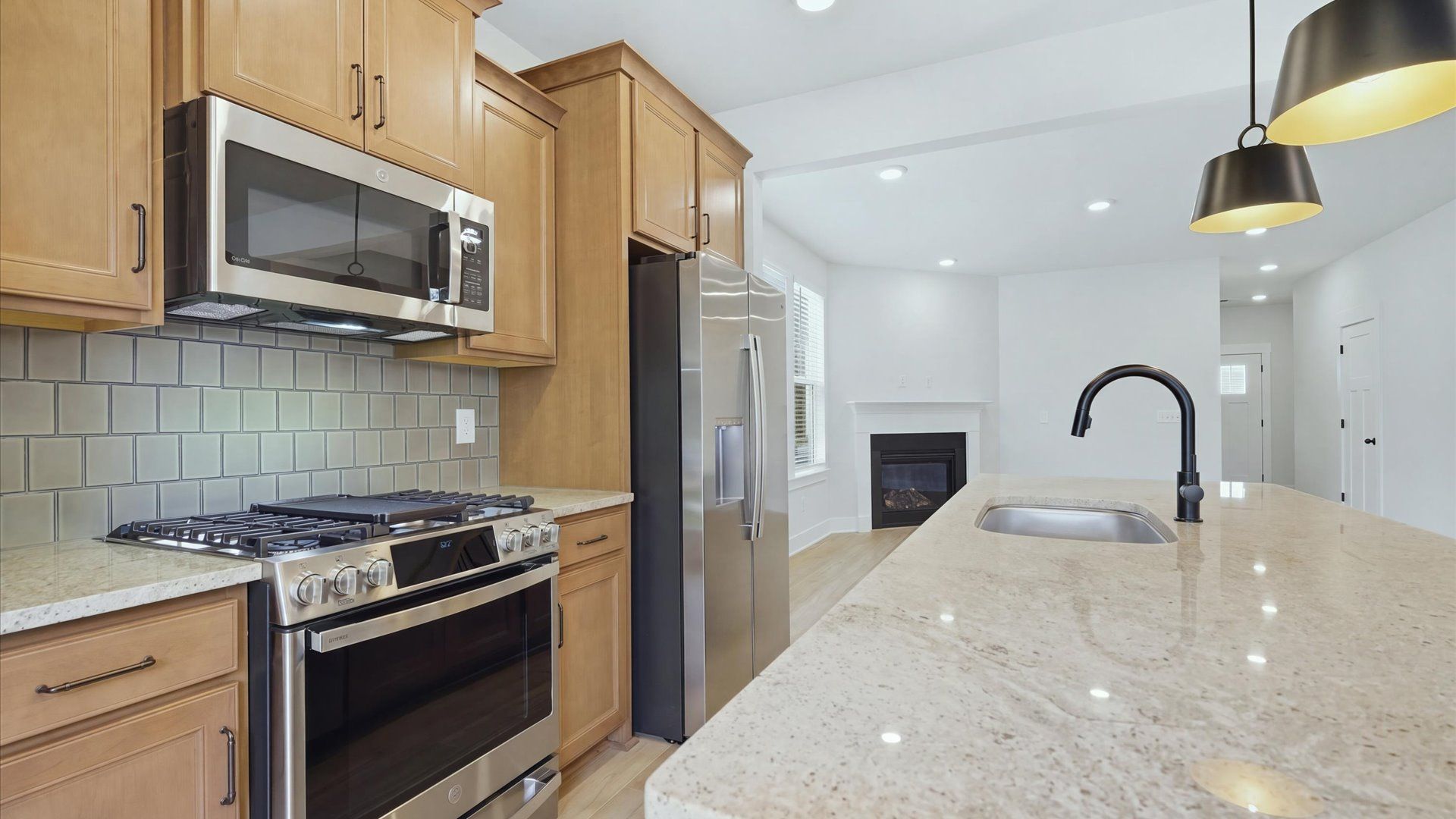 Accomplished design in a kitchen that blends function and form with a right-sized island in Hendersonville, NC