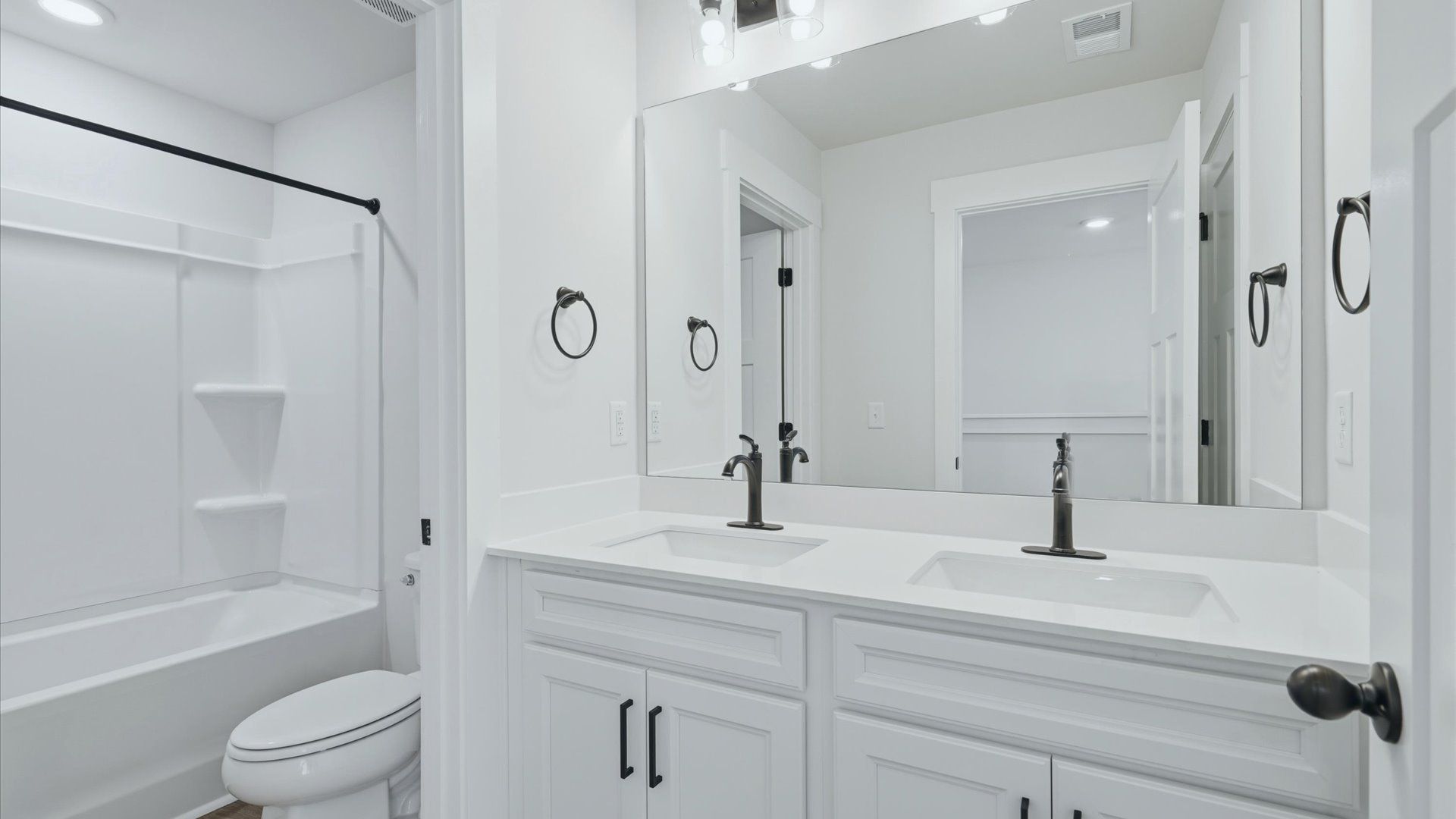 Top-notch bathroom with current fixtures, tasteful materials, and elevated charm located near the Blue Ridge Parkway