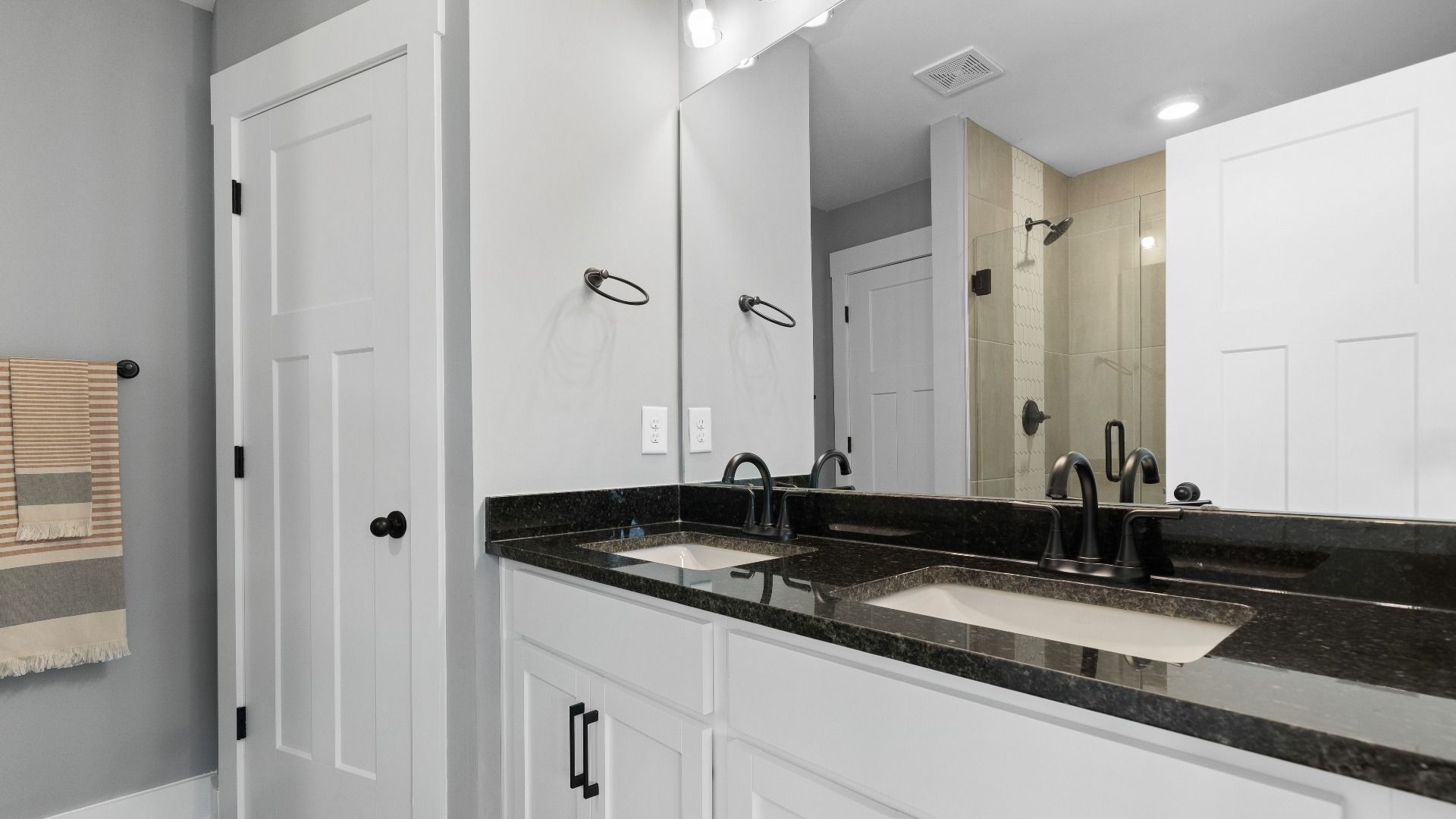 Two story townhome modern primary bathroom at Tyger Ridge in Spartanburg, SC