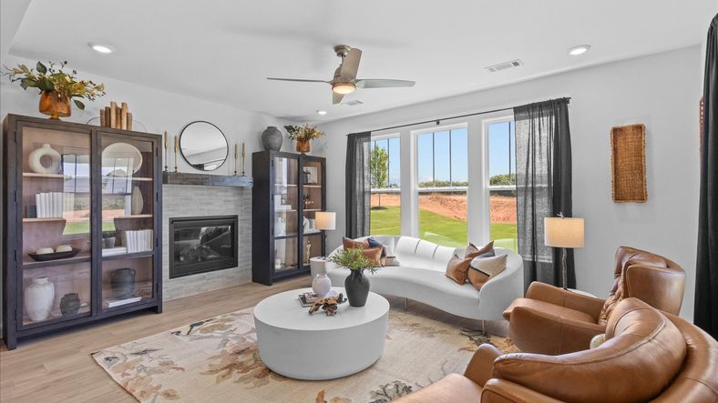 Exceptional family room featuring tasteful finishes and vibrant natural light