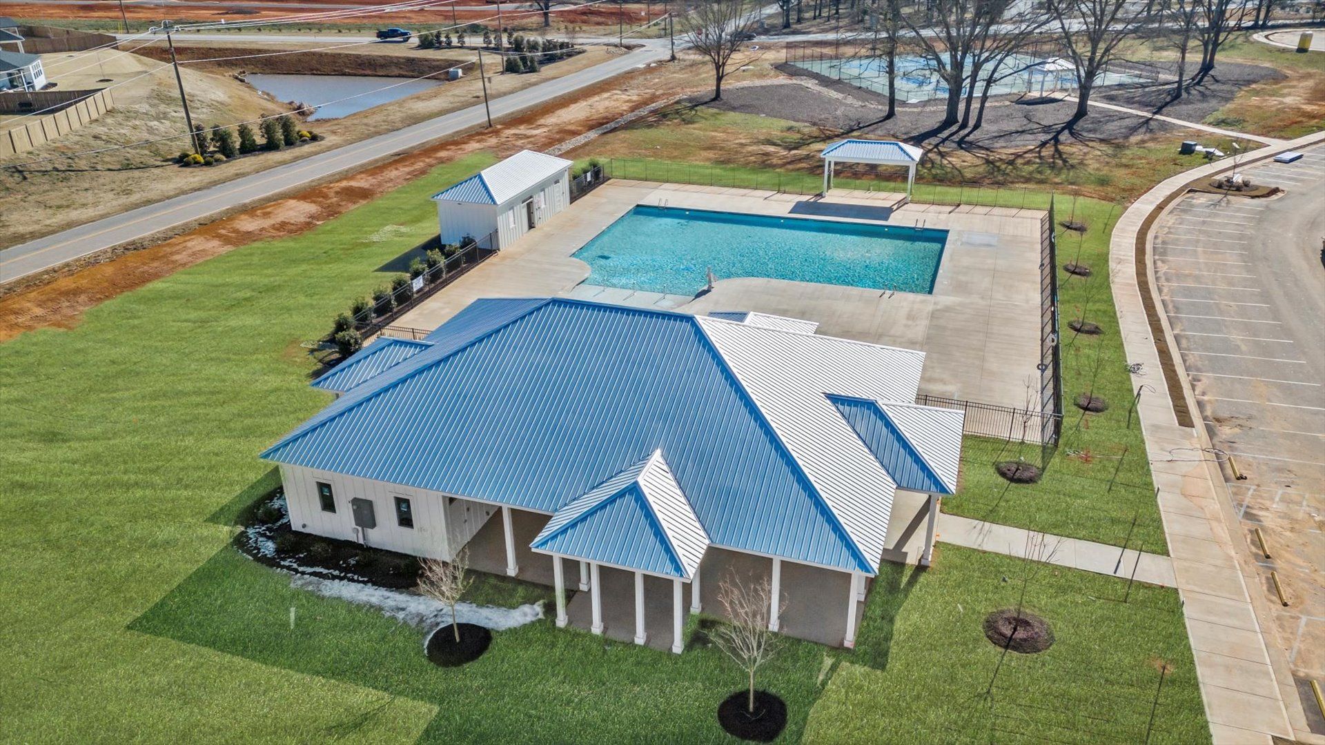 DRB Homes Creeks at Midway Amenities Center with resort style swimming pool and pickleball courts in Anderson, SC