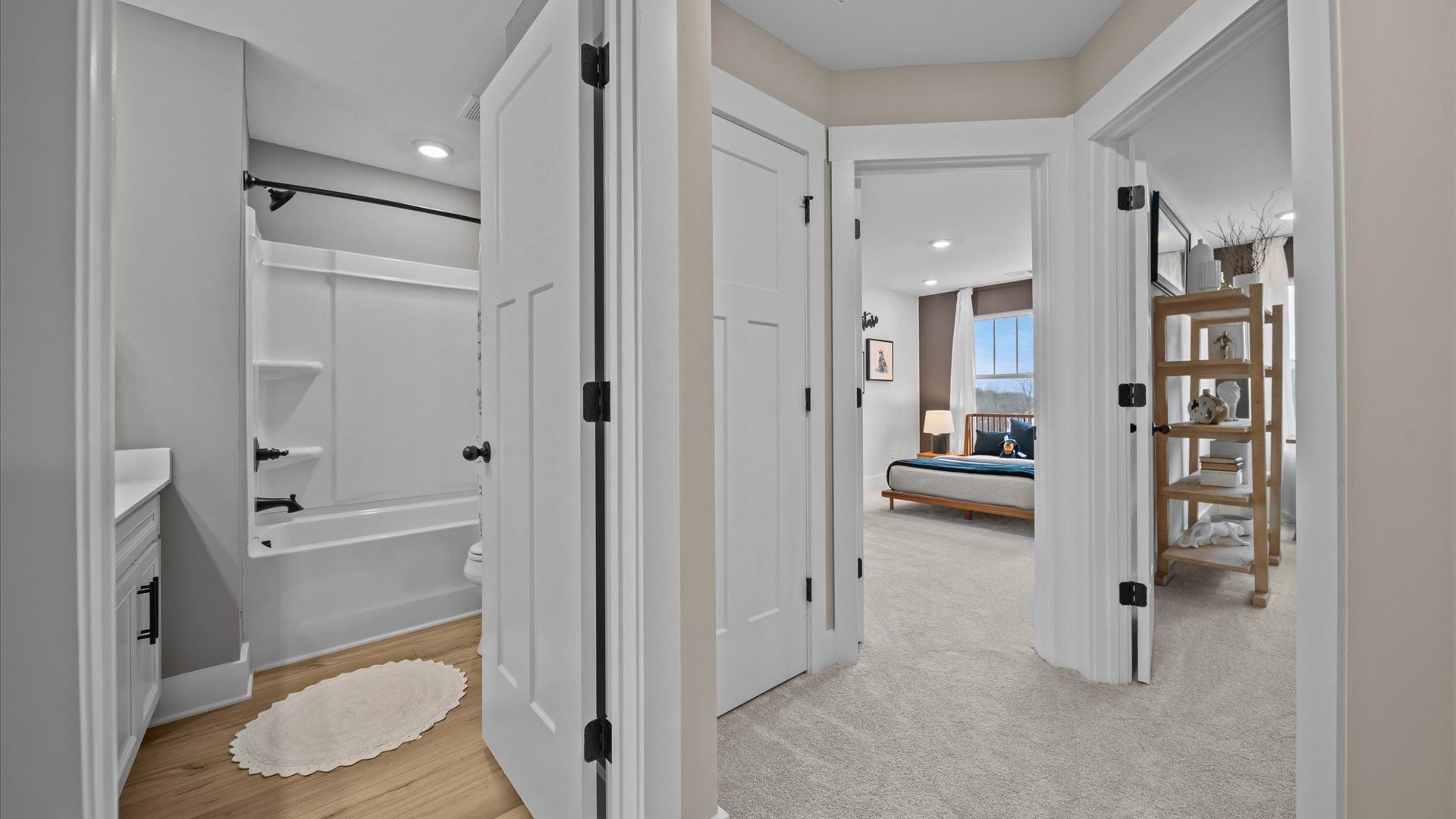 Carpeted upstairs hallway