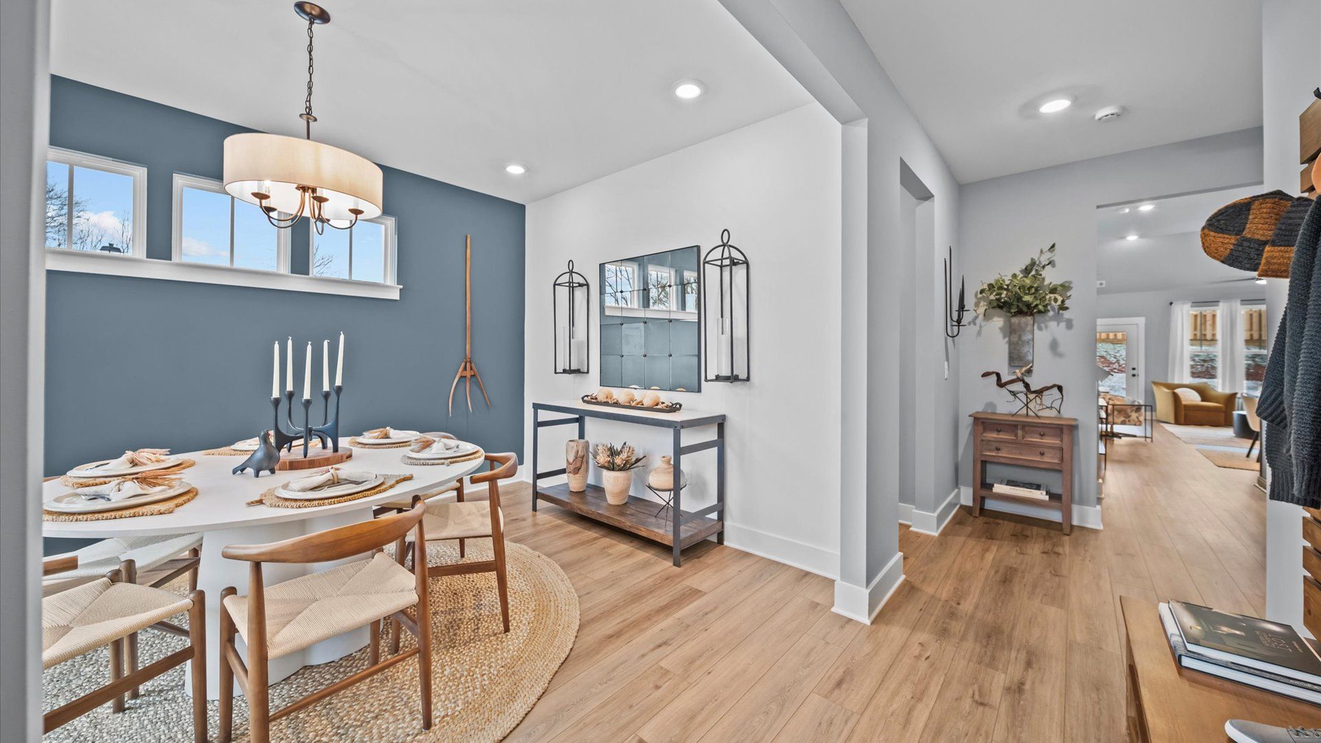 Eye-catching dining space with modern lighting and superior design at Aspen Ridge in Lyman, SC